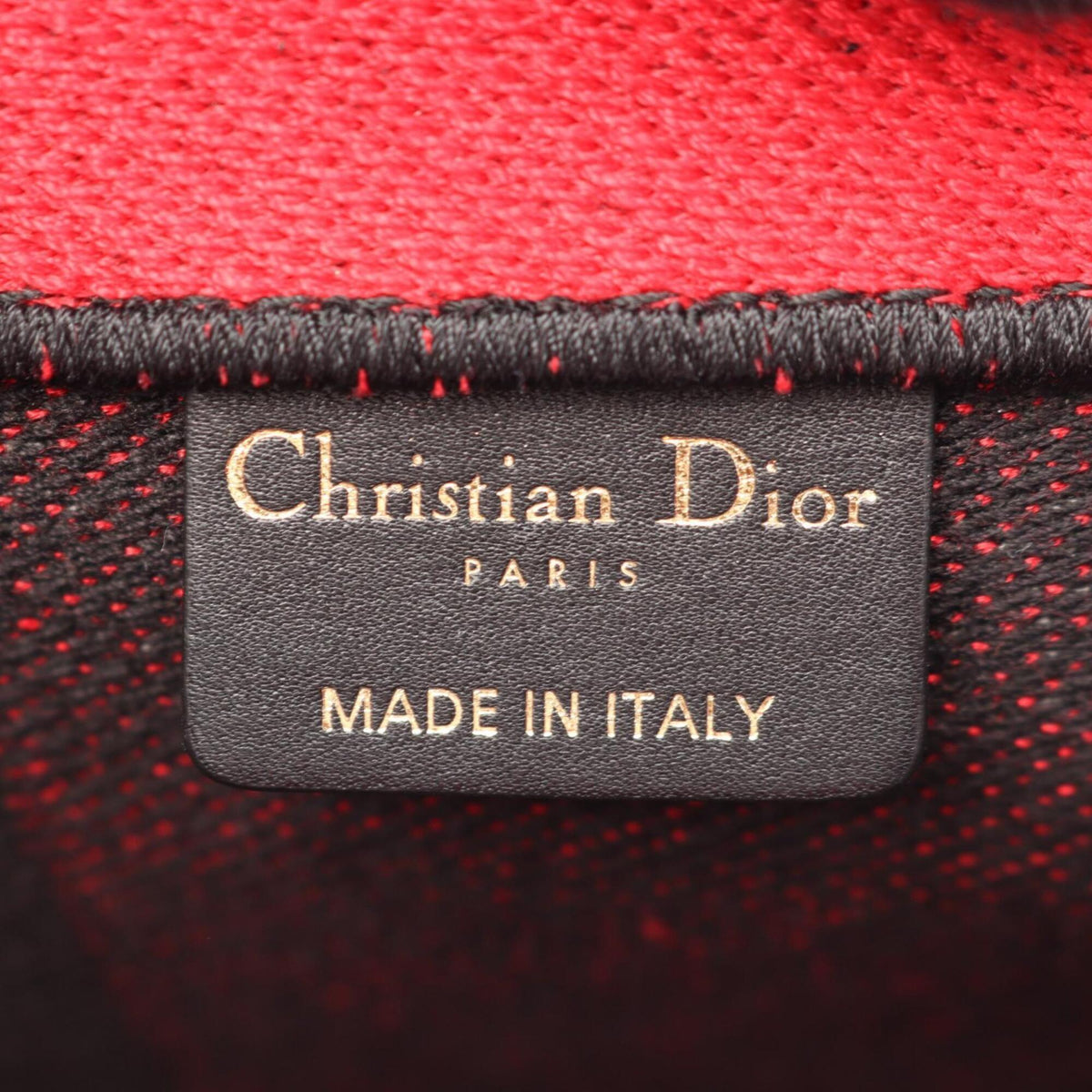 Christian Dior Black Red Color Canvas Handbag Tote Bag (Pre-Owned)