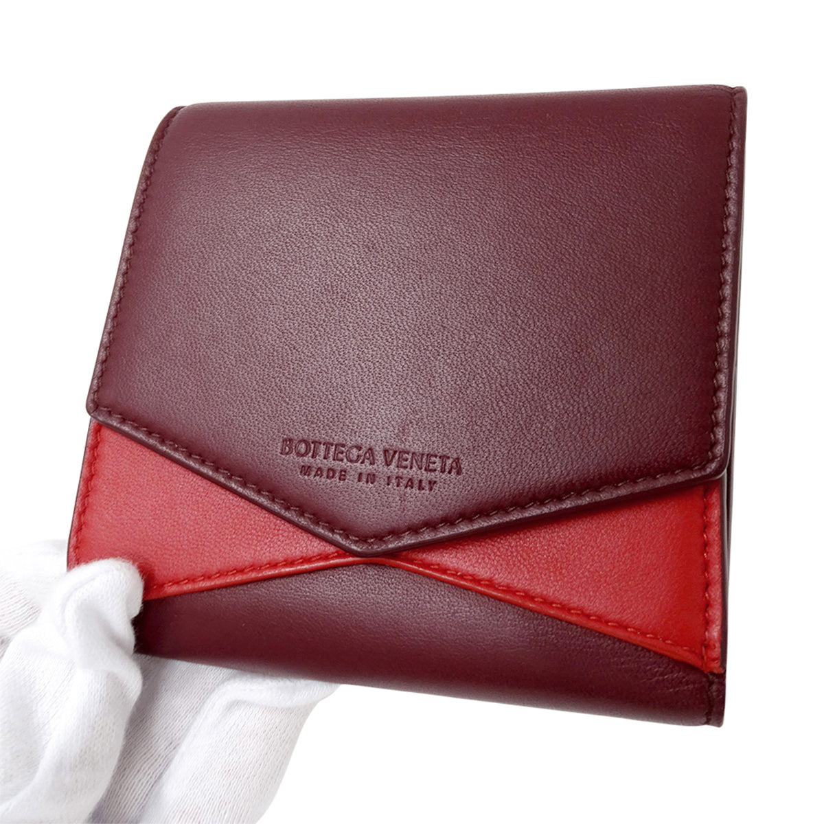 Bottega Veneta Bordeaux Red Color Leather Wallet (Bi-Fold) (Pre-Owned)