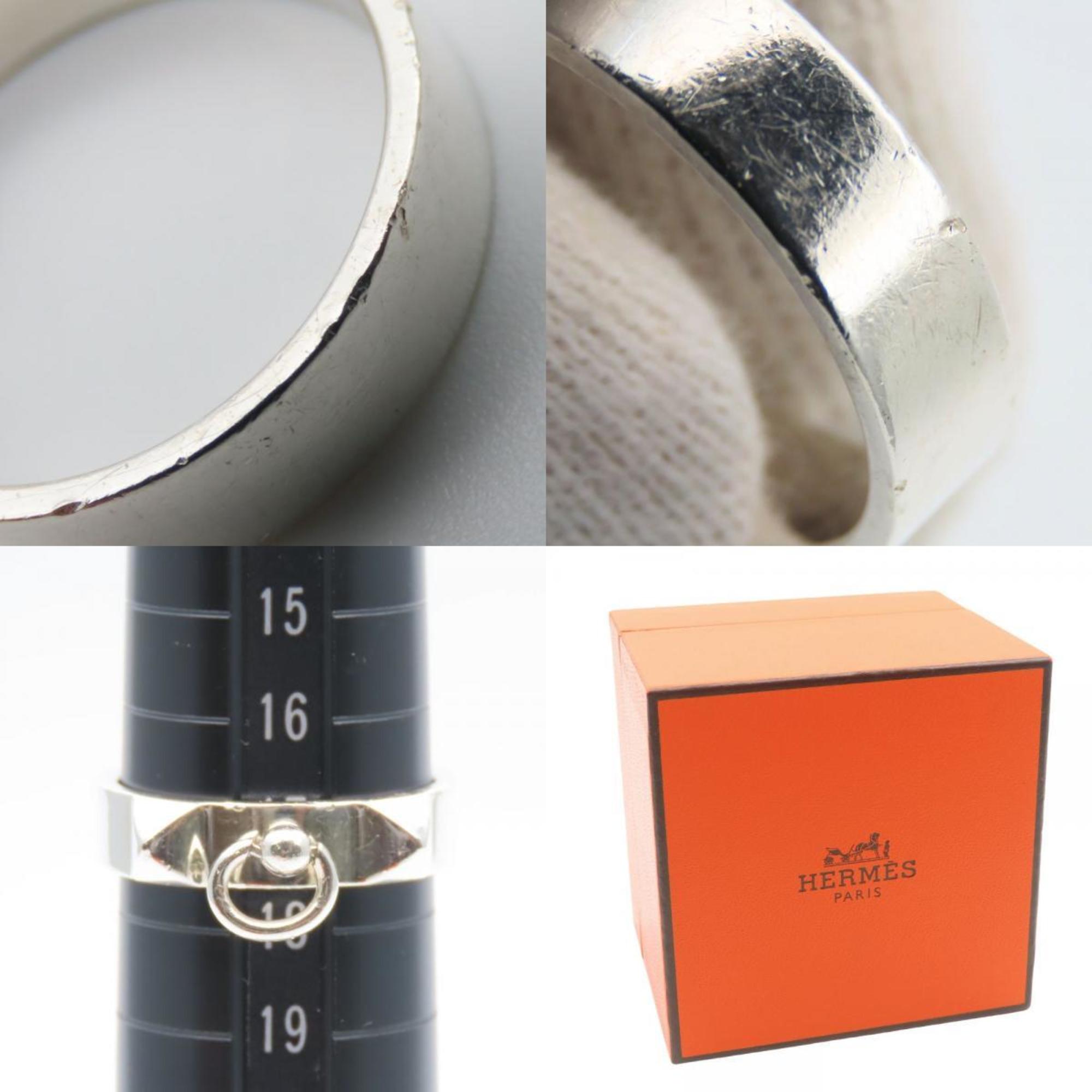 Hermes Silver Silver 925 Band Ring (Pre-Owned)