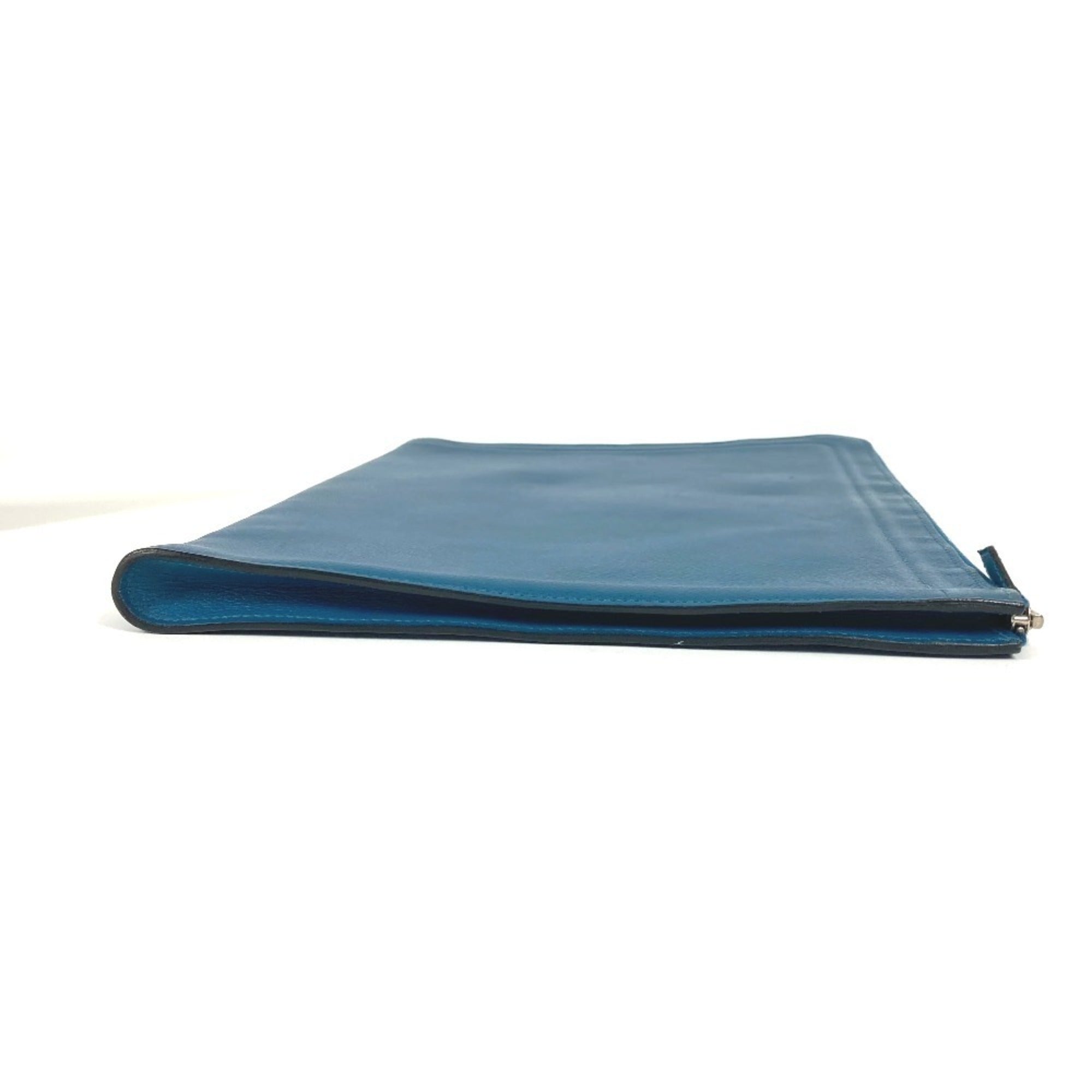 Hermes Blue Leather Clutch Bag Pouch (Pre-Owned)