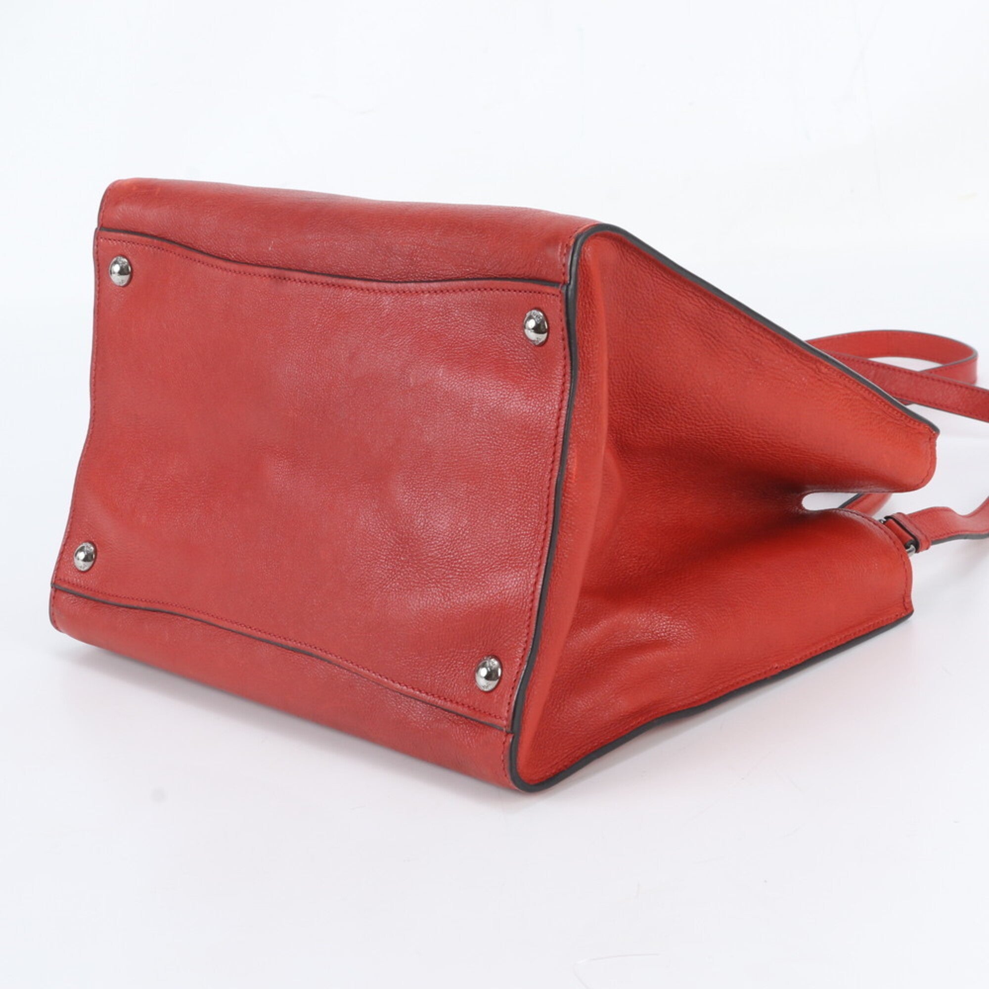 Prada Red Color Leather Shoulder Bag (Pre-Owned)