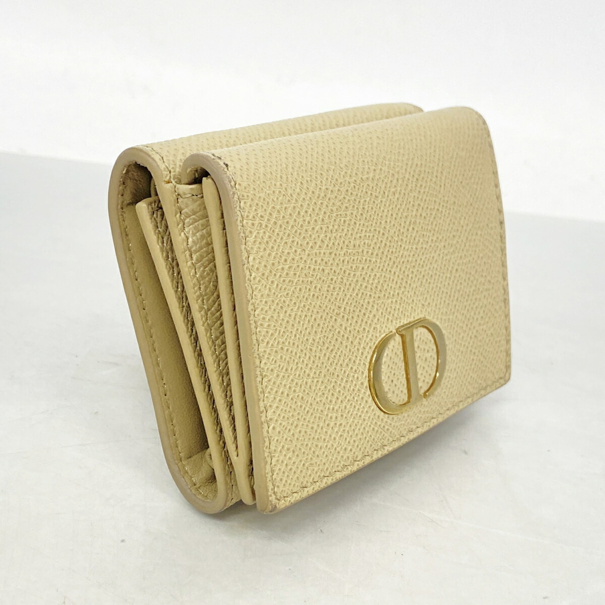Christian Dior Beige Leather Wallet (Tri-Fold) (Pre-Owned)