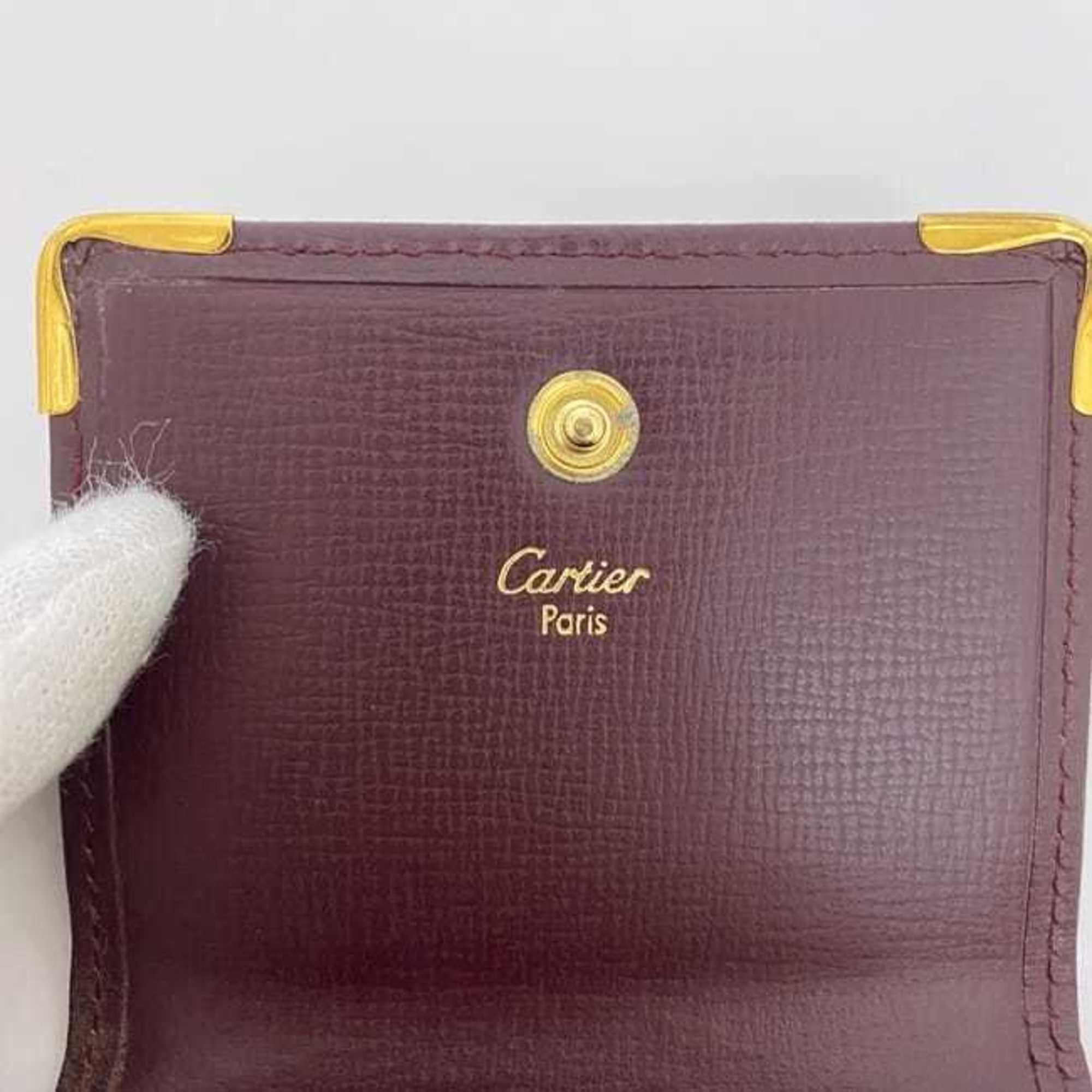 Cartier Bordeaux Leather Coin Purse/Coin Case (Pre-Owned)