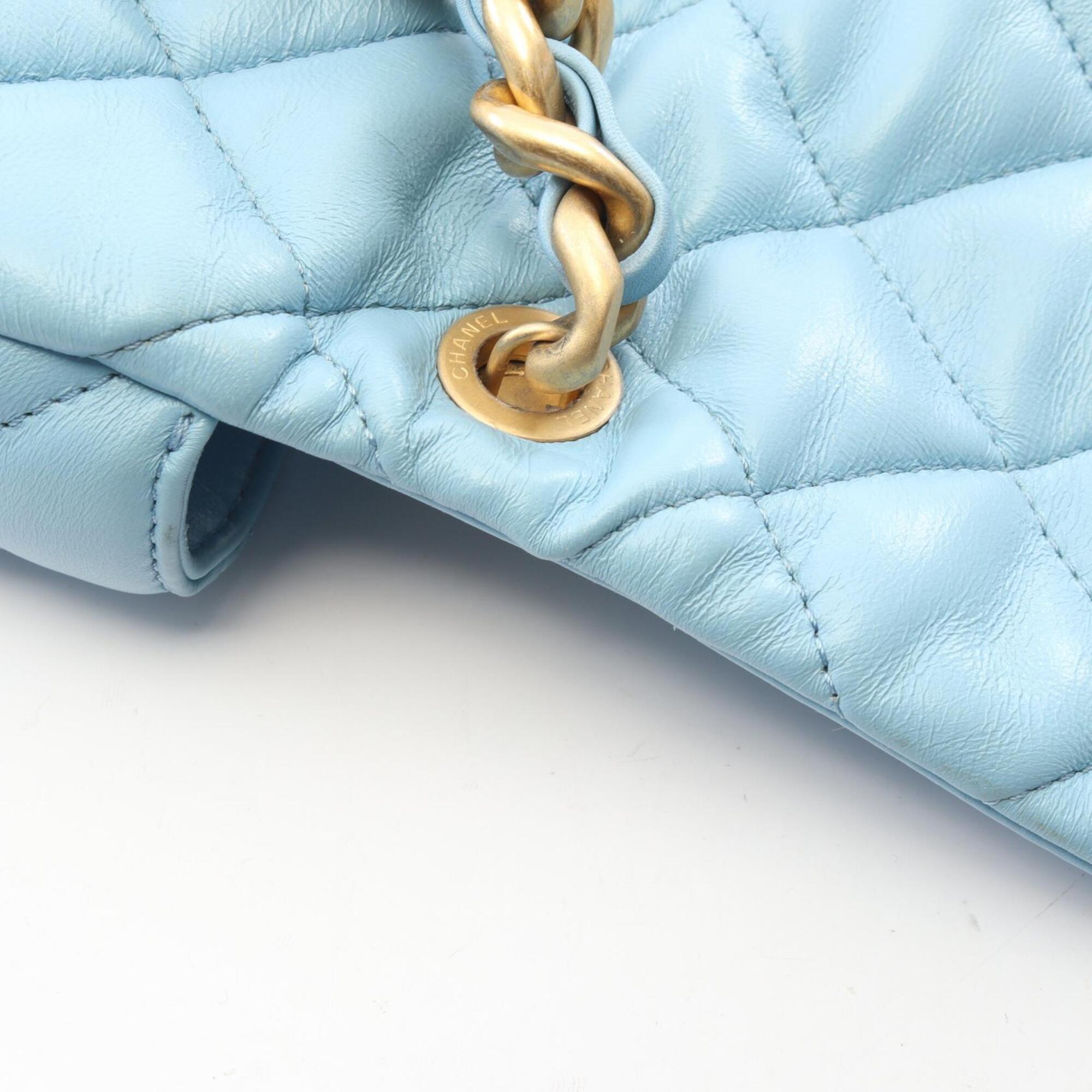 Chanel Blue Leather Handbag Shoulder Bag (Pre-Owned)