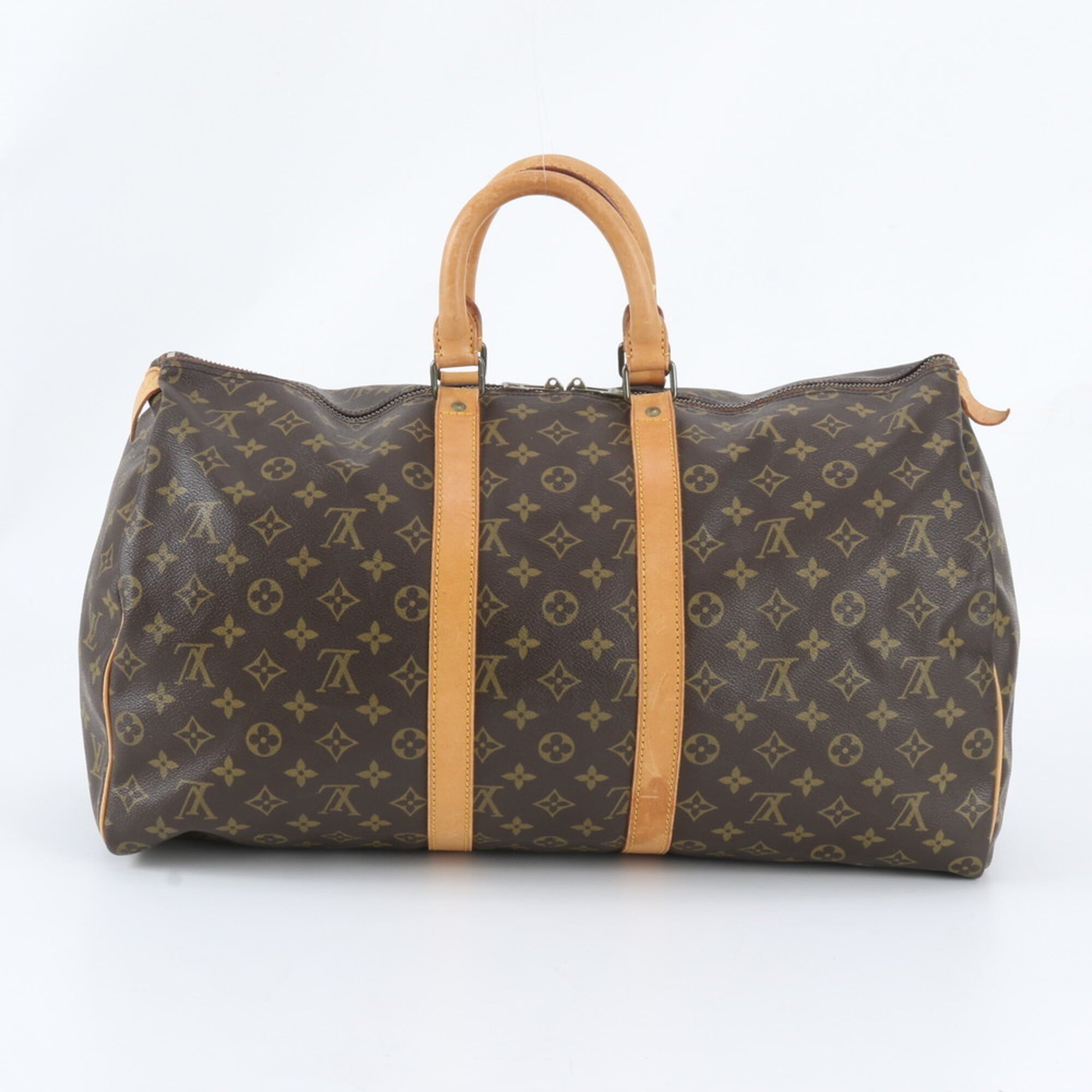 Louis Vuitton Brown Leather Coated Canvas Boston Bag Tote Bag (Pre-Owned)