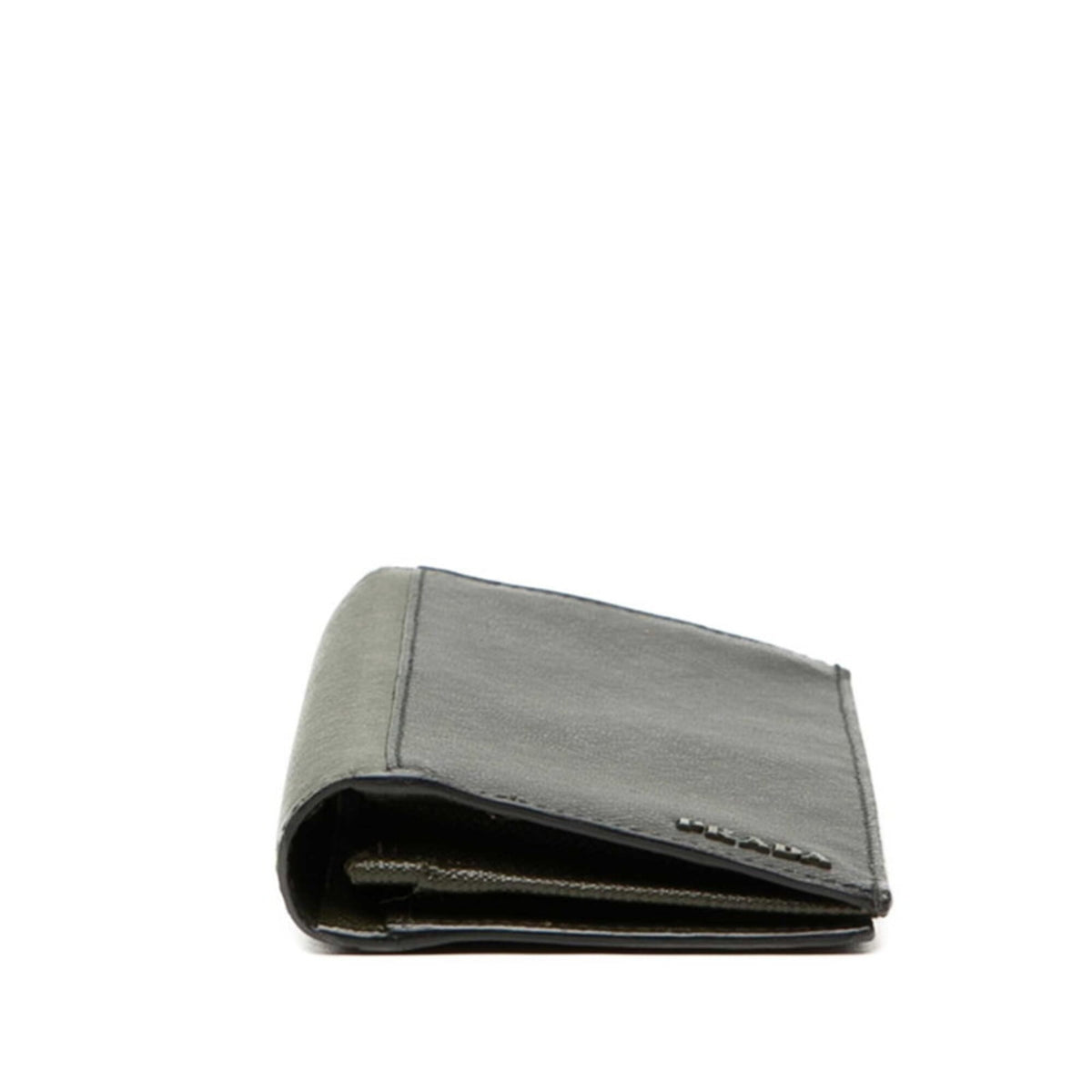 Prada Black Green Leather Long Wallet (Bi-Fold) (Pre-Owned)