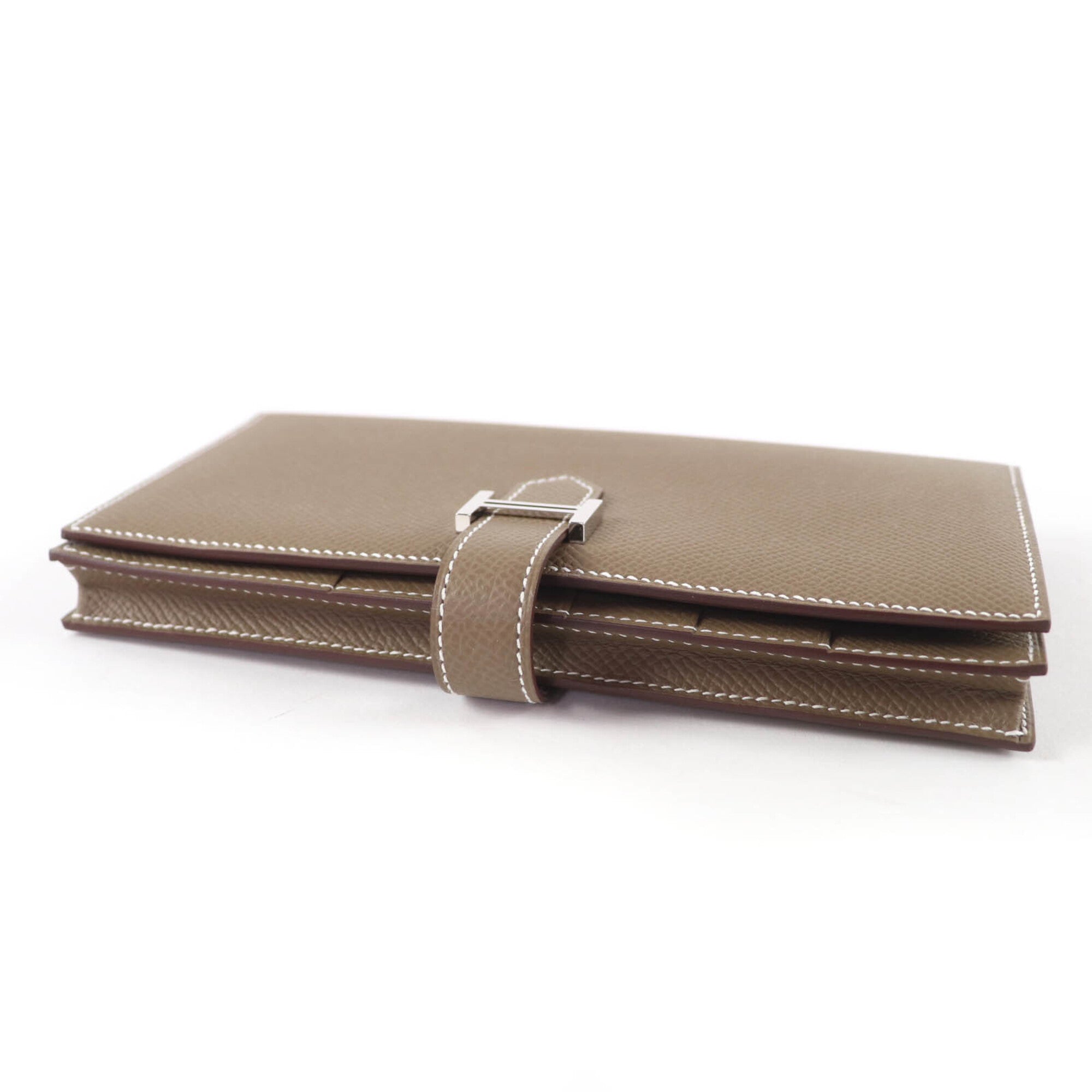 Hermes Etoupe Gray Leather Long Wallet (Bi-Fold) (Pre-Owned)