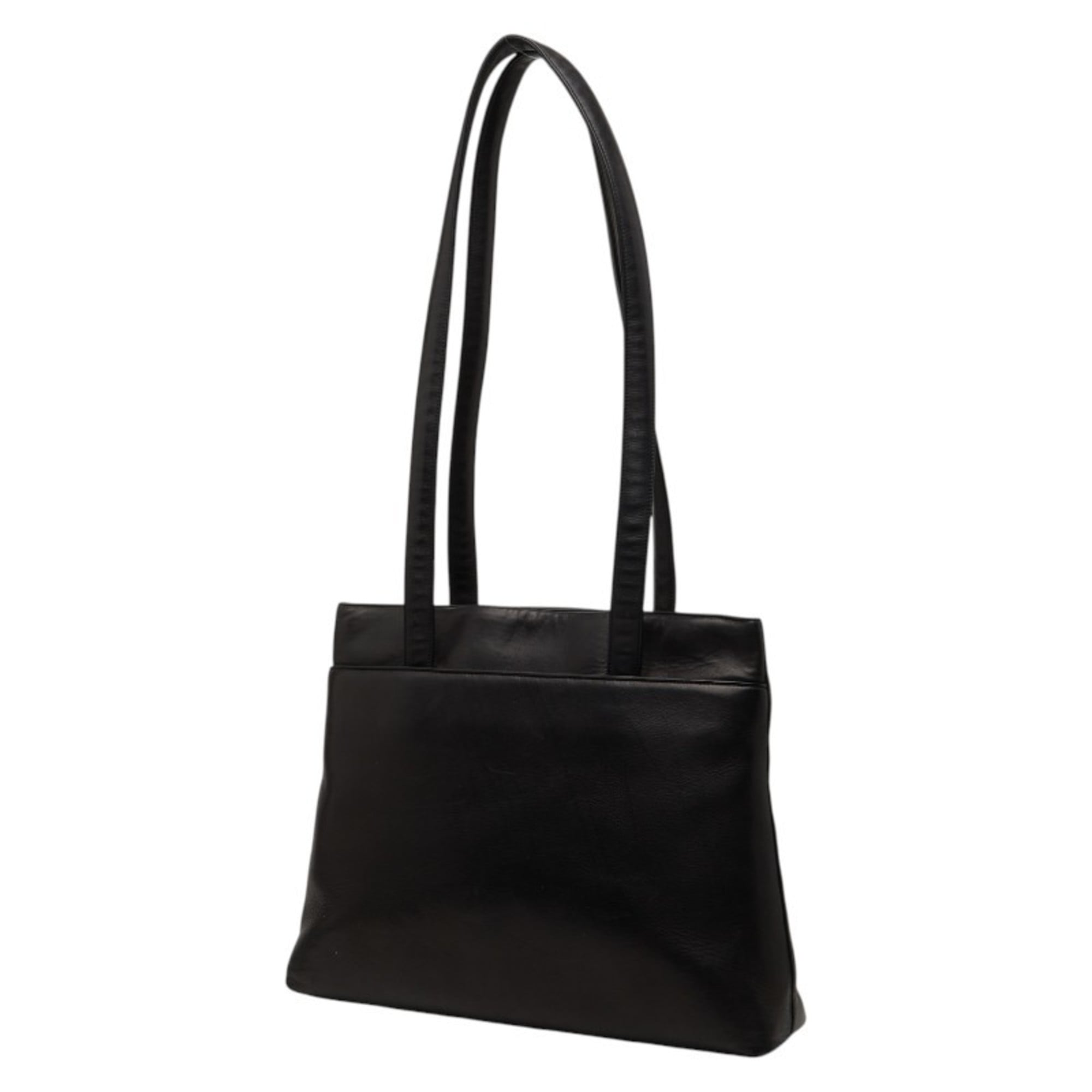 Chanel Black Leather Shoulder Bag Tote Bag (Pre-Owned)