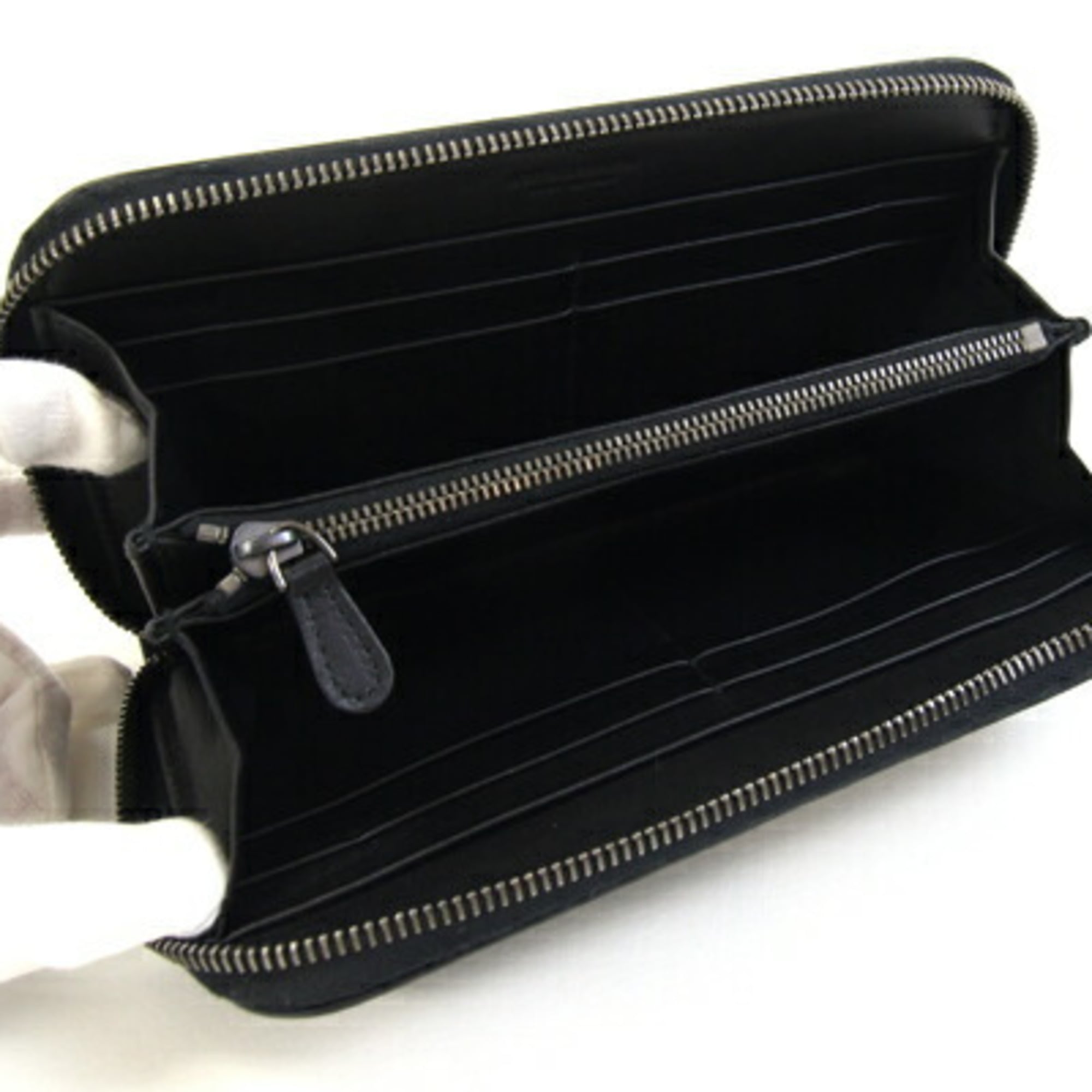 Bottega Veneta Black Leather Long Wallet (Bi-Fold) (Pre-Owned)