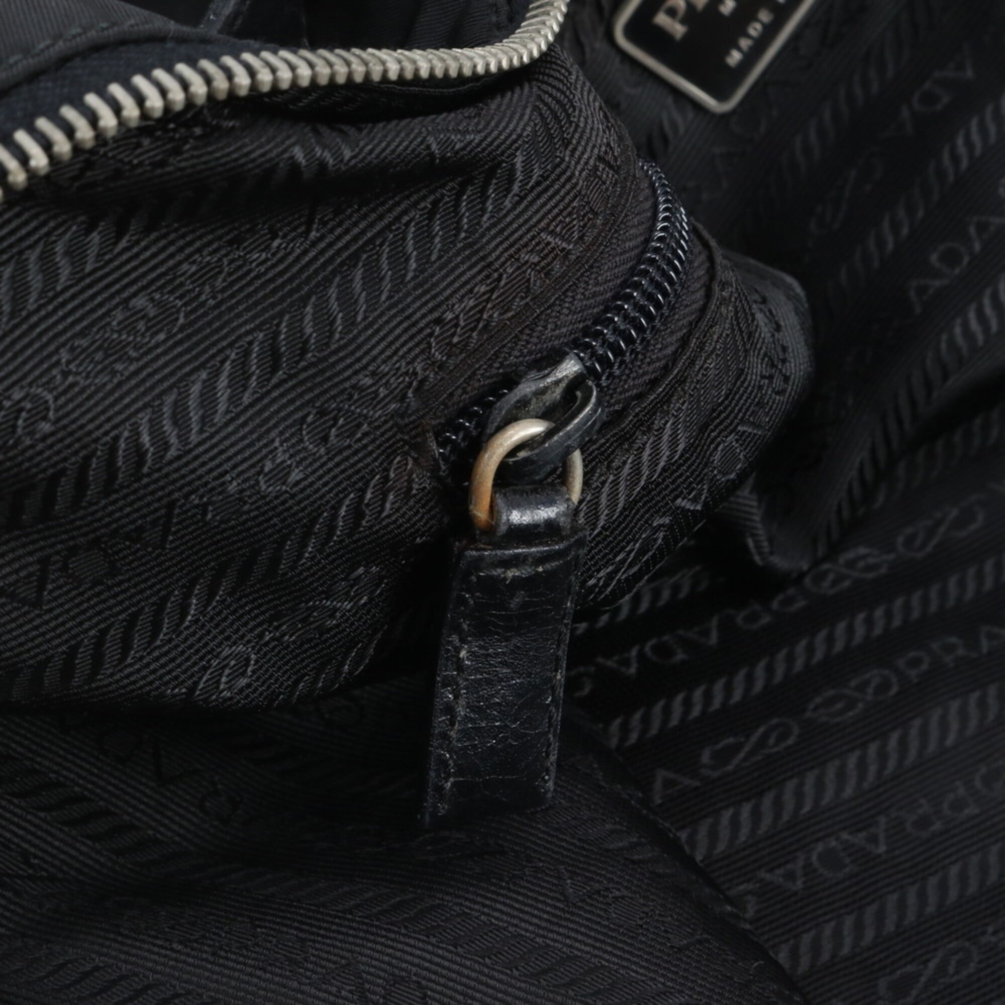 Prada Black Nylon Leather Boston Bag Tote Bag (Pre-Owned)