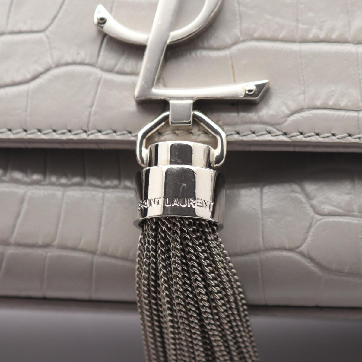 Saint Laurent Gray Leather Handbag Shoulder Bag (Pre-Owned)