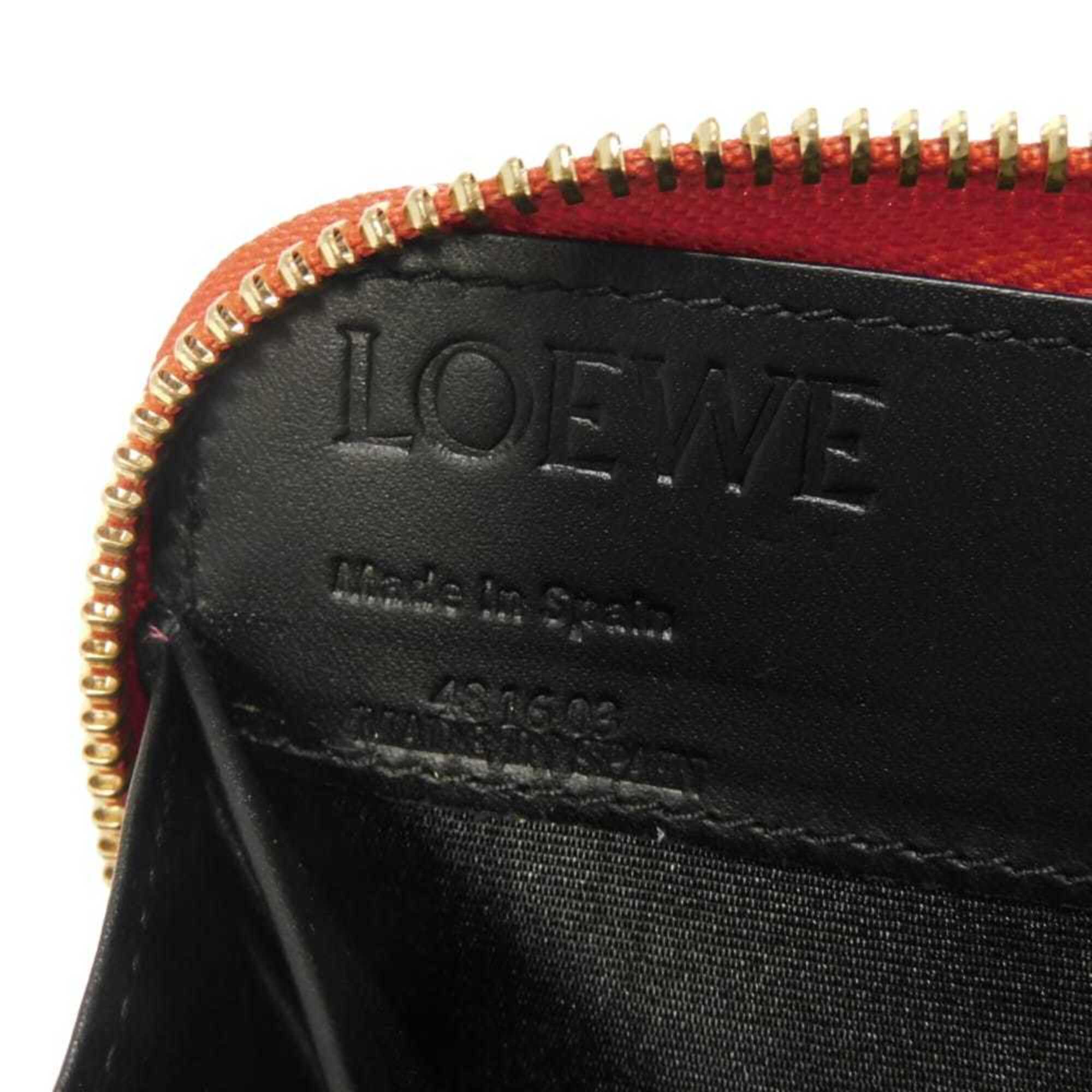 Loewe Red Color Leather Long Wallet (Bi-Fold) (Pre-Owned)