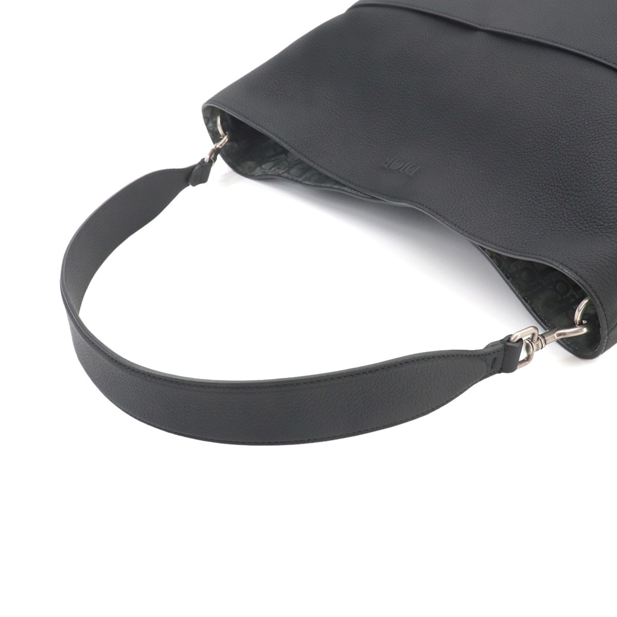Christian Dior Black Leather Handbag Tote Bag (Pre-Owned)