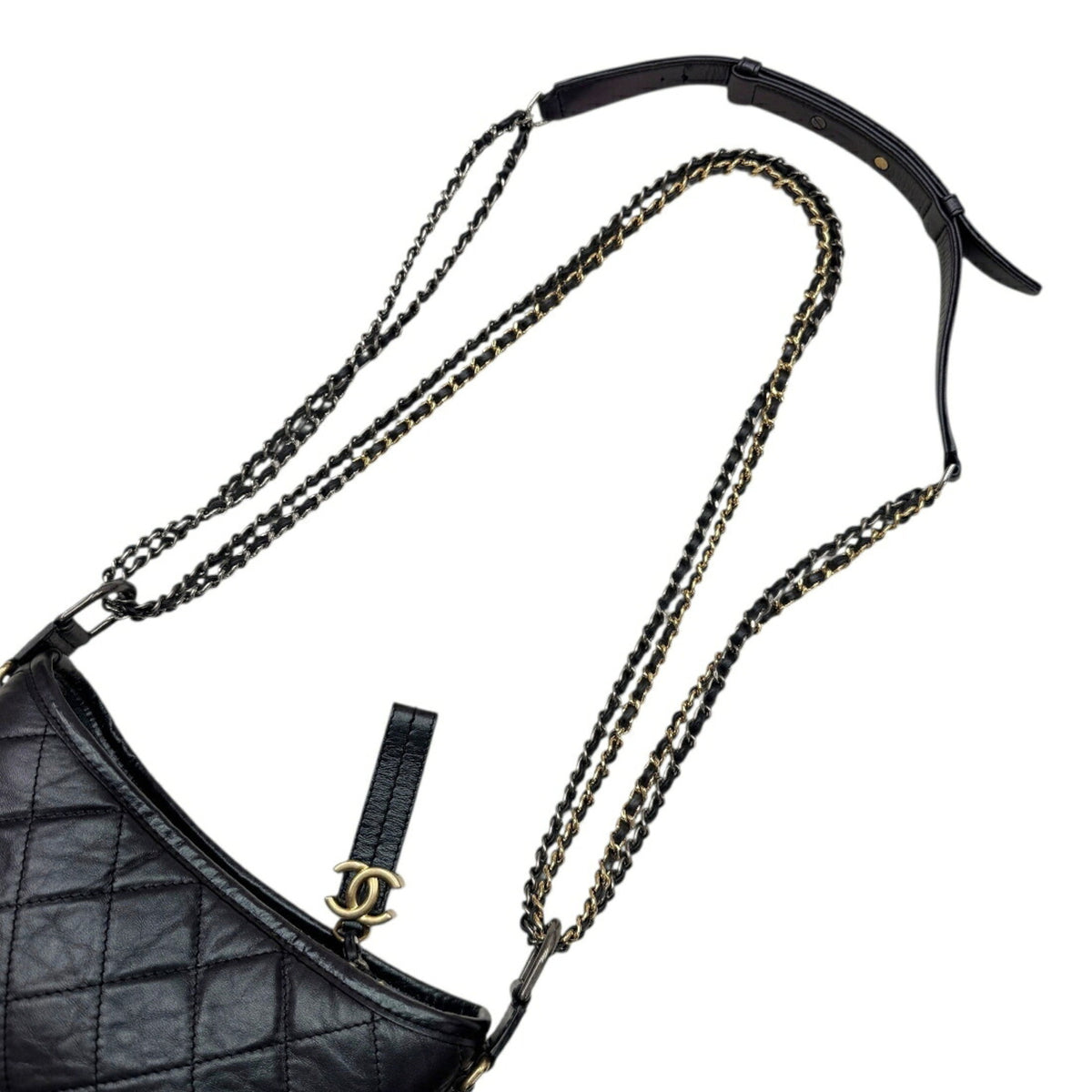 Chanel Metallic Black Leather Shoulder Bag (Pre-Owned)