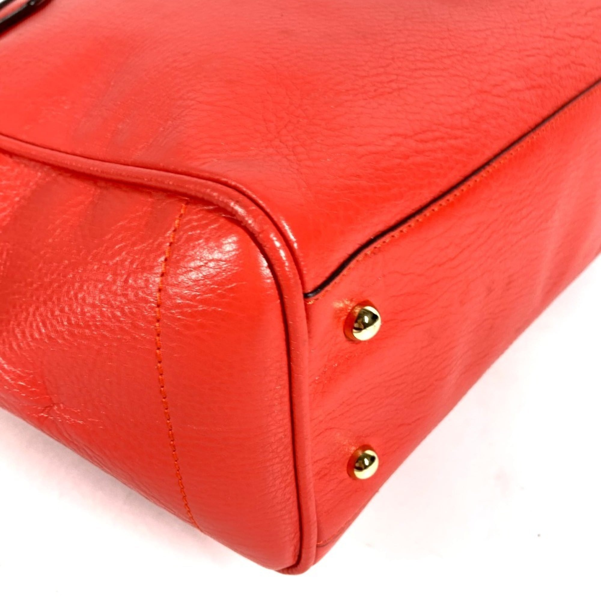 Loewe Orange Red Leather Shoulder Bag Tote Bag (Pre-Owned)