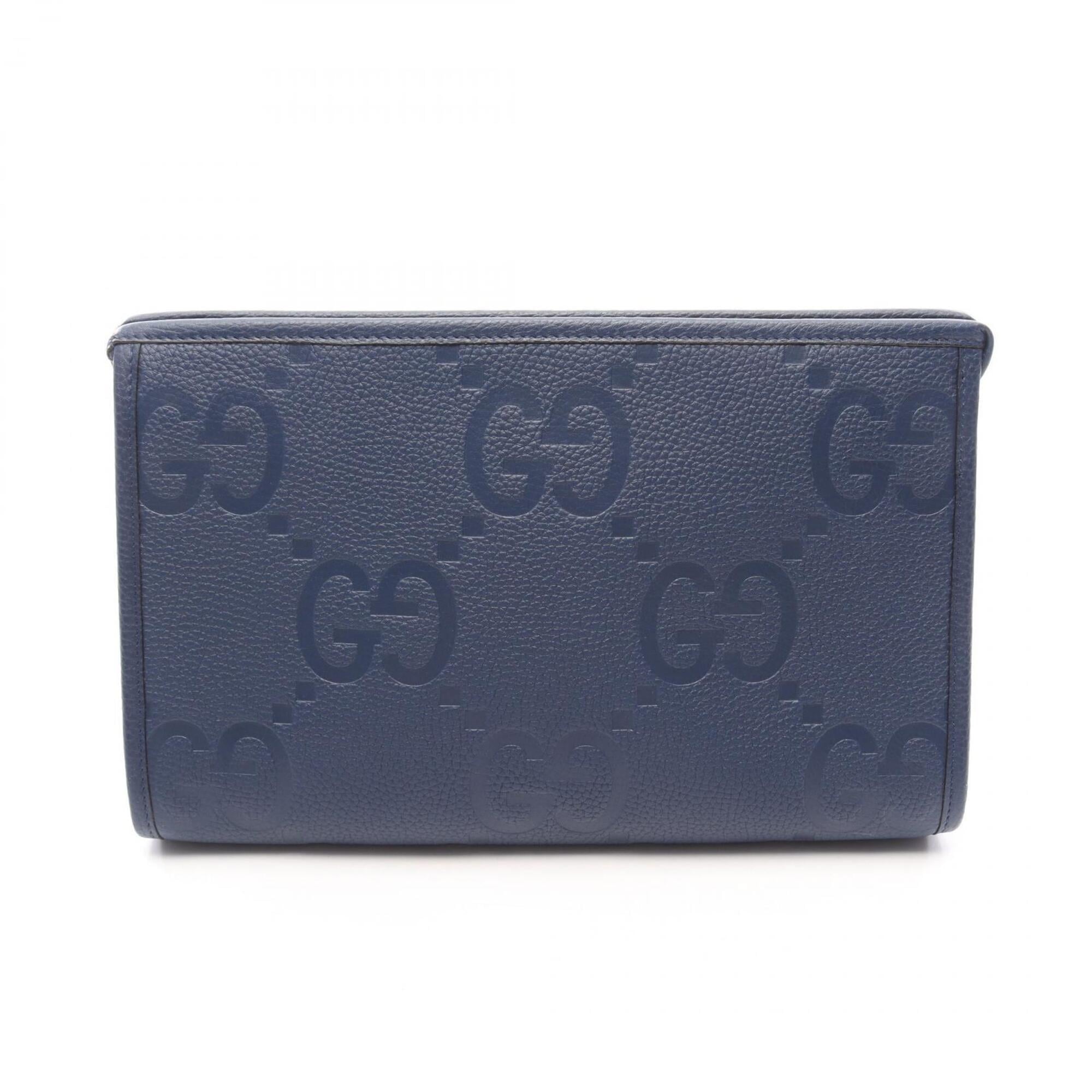 Gucci Blue Leather Clutch Bag Handbag Pouch (Pre-Owned)