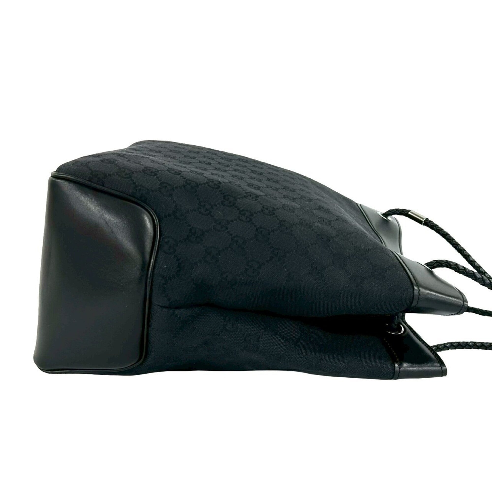 Gucci Black Canvas Leather Handbag Shoulder Bag Tote Bag (Pre-Owned)