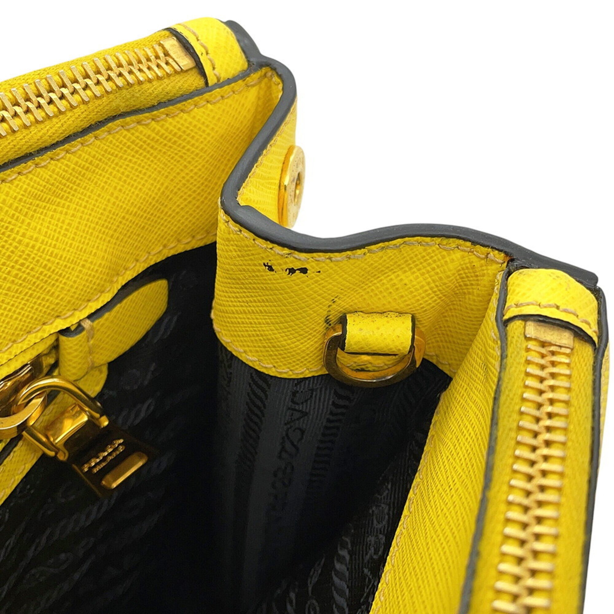 Prada Saffiano Yellow Leather Handbag (Pre-Owned)
