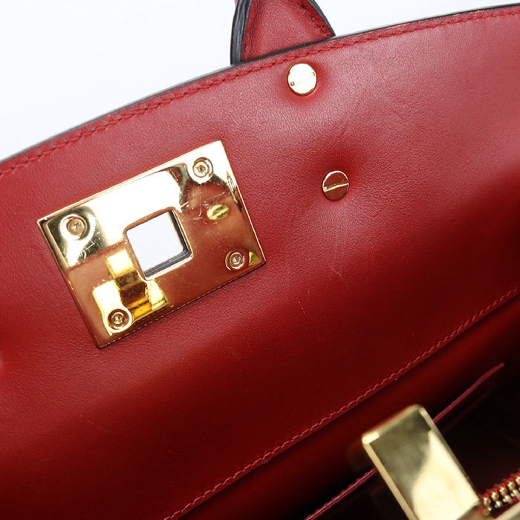 Salvatore Ferragamo Red Color Leather Tote Bag (Pre-Owned)