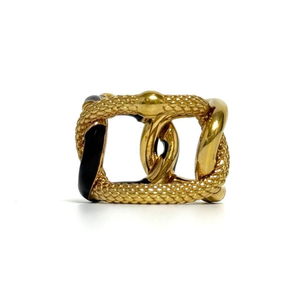 Bottega Veneta Gold Brown Silver 925 Band Ring (Pre-Owned)
