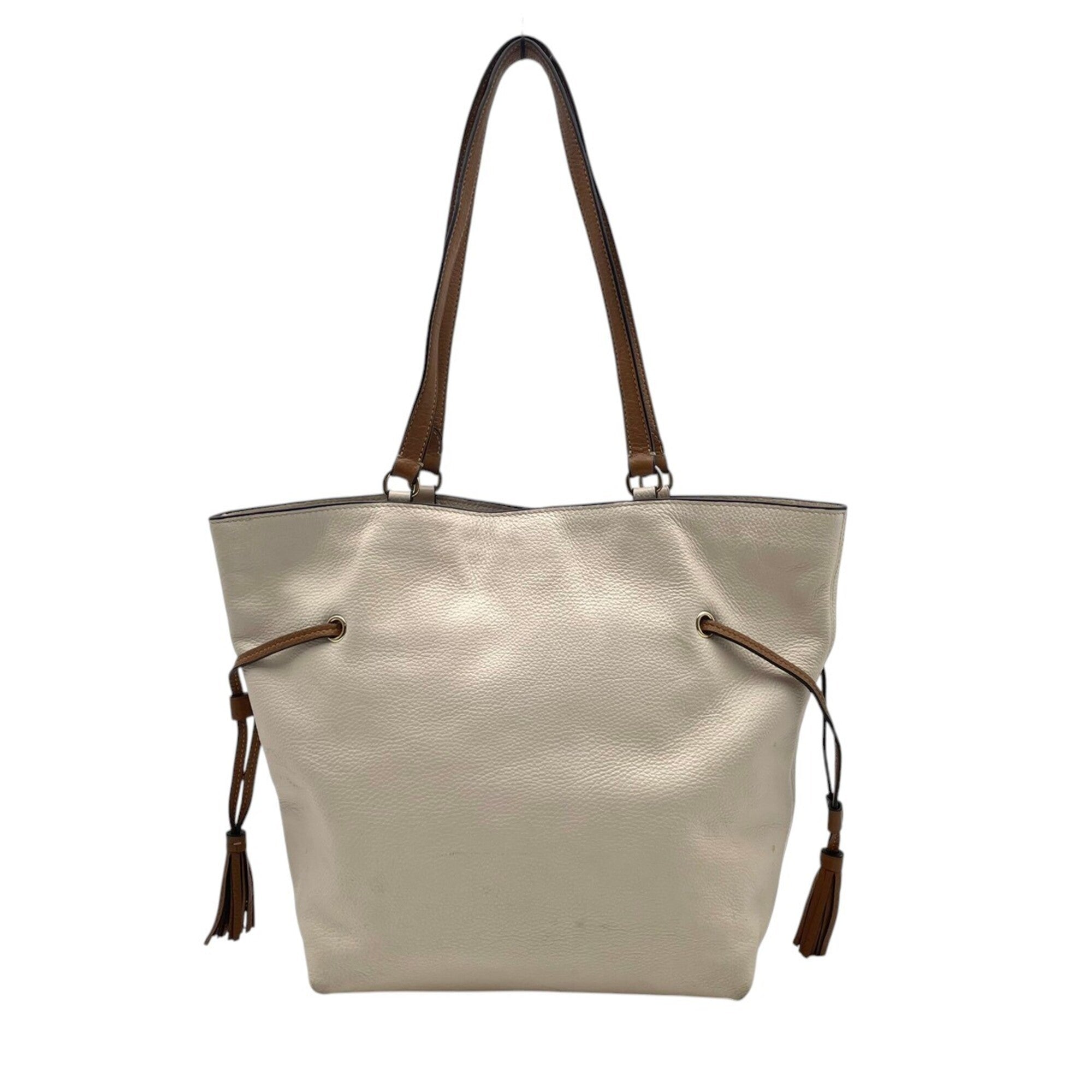 Coach Brown Ivory Leather Handbag Tote Bag (Pre-Owned)