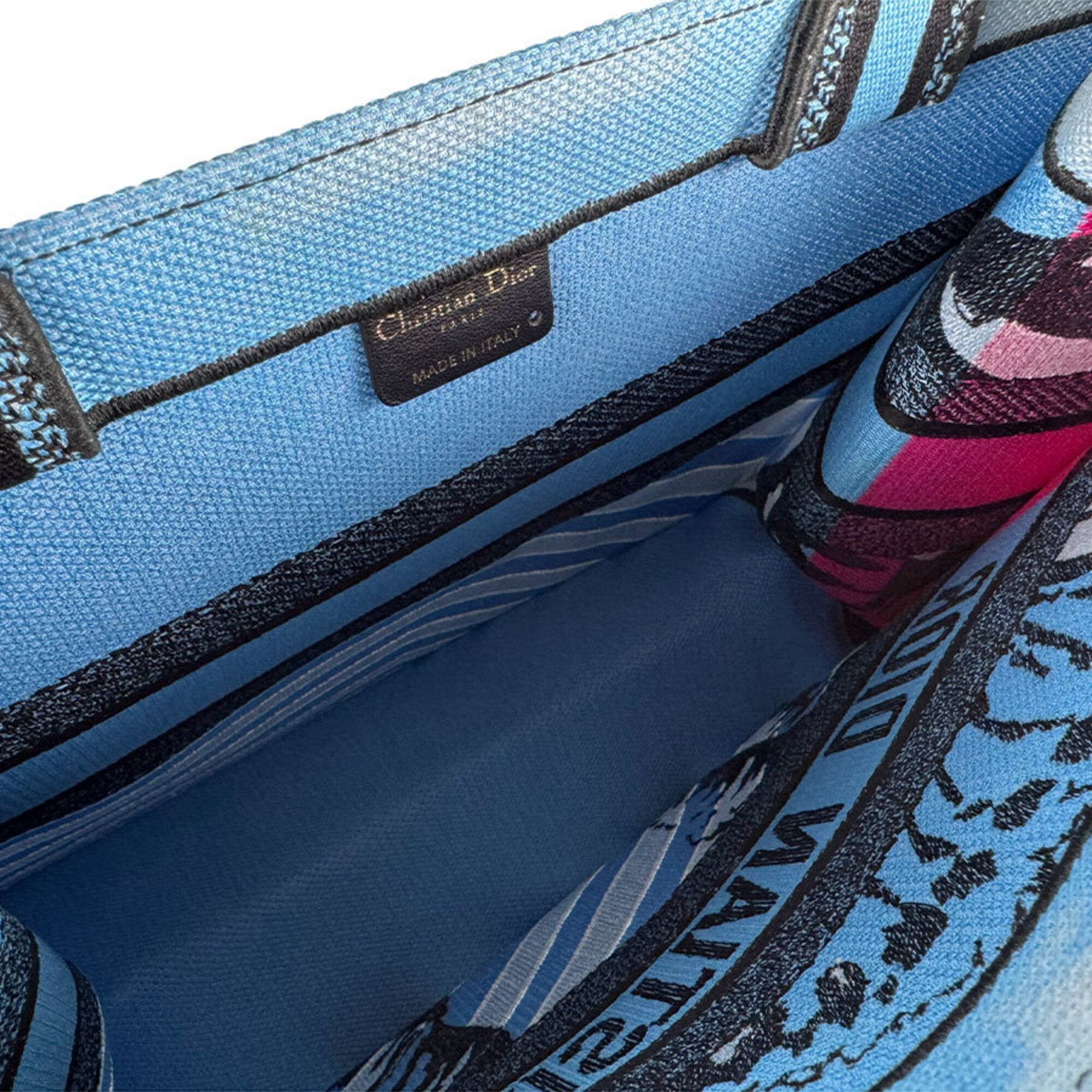 Christian Dior Black Blue Pink Canvas Handbag (Pre-Owned)