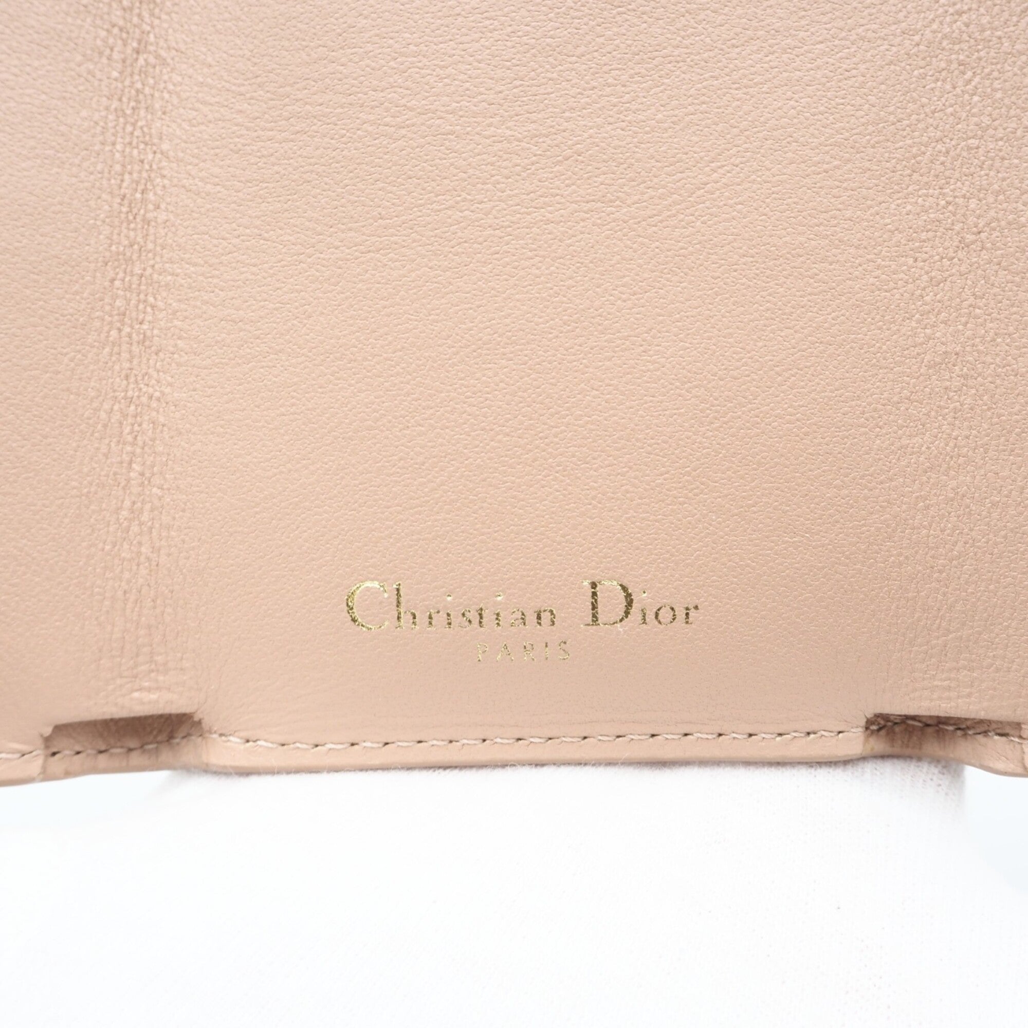 Christian Dior Beige Leather Wallet (Tri-Fold) (Pre-Owned)