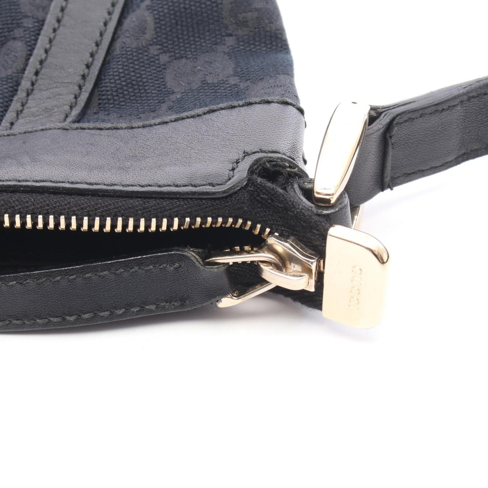Gucci Black Gg Canvas Leather Handbag Shoulder Bag (Pre-Owned)