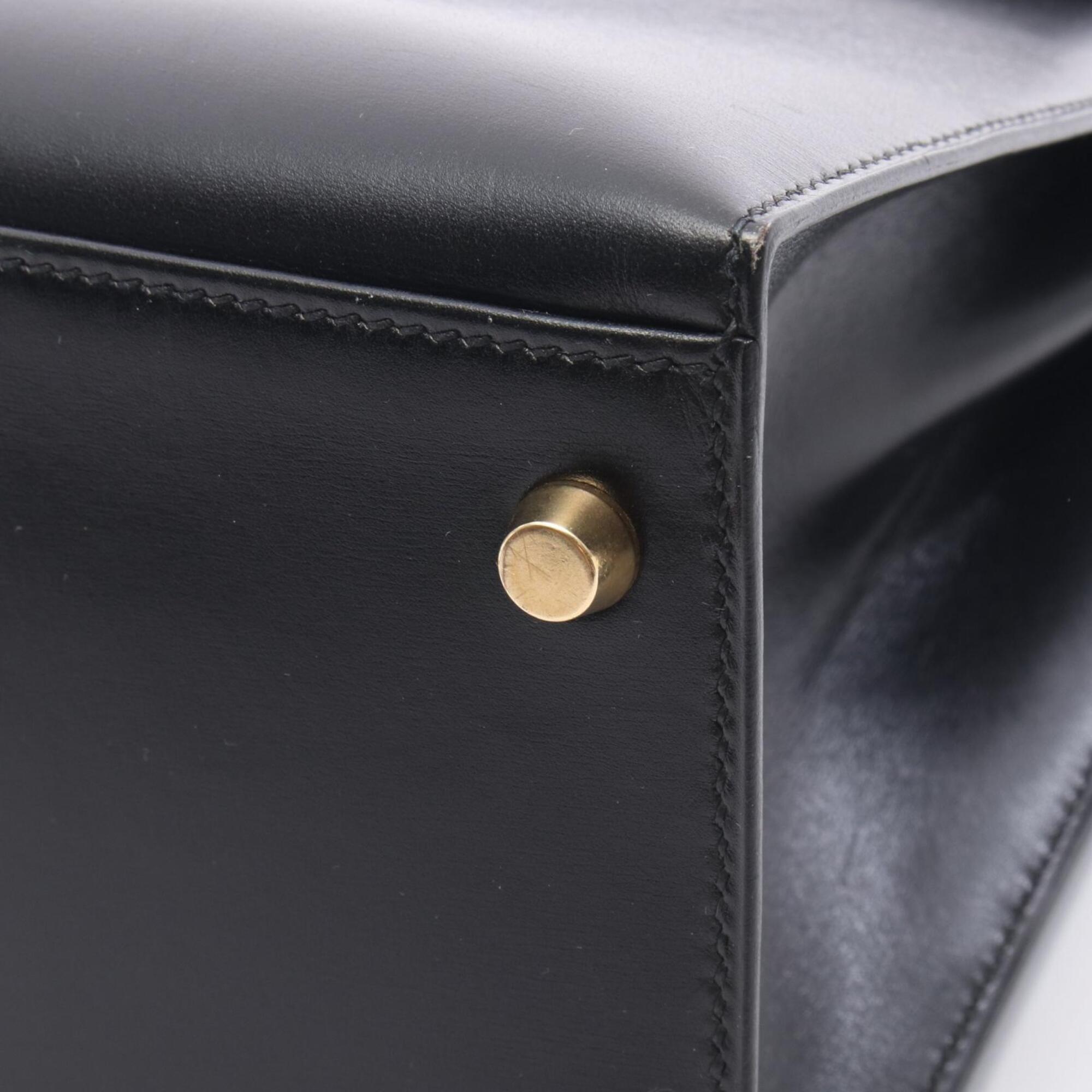 Hermes Black Box Calf Leather Handbag (Pre-Owned)