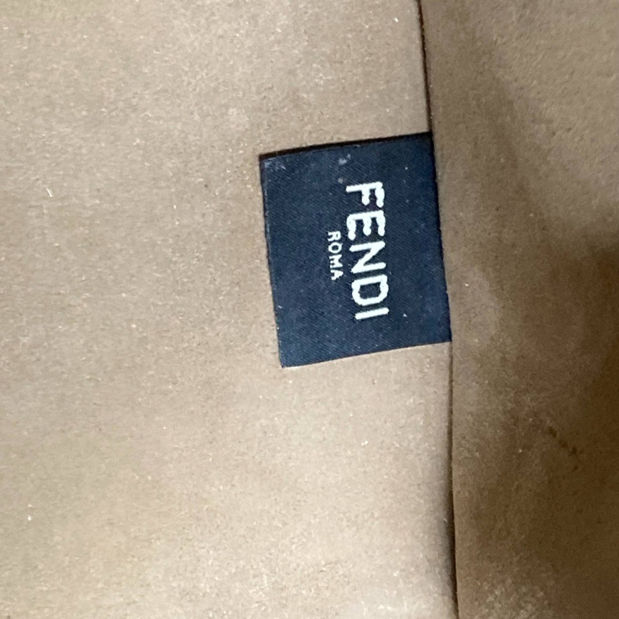 Fendi Brown Leather Canvas Handbag Shoulder Bag (Pre-Owned)