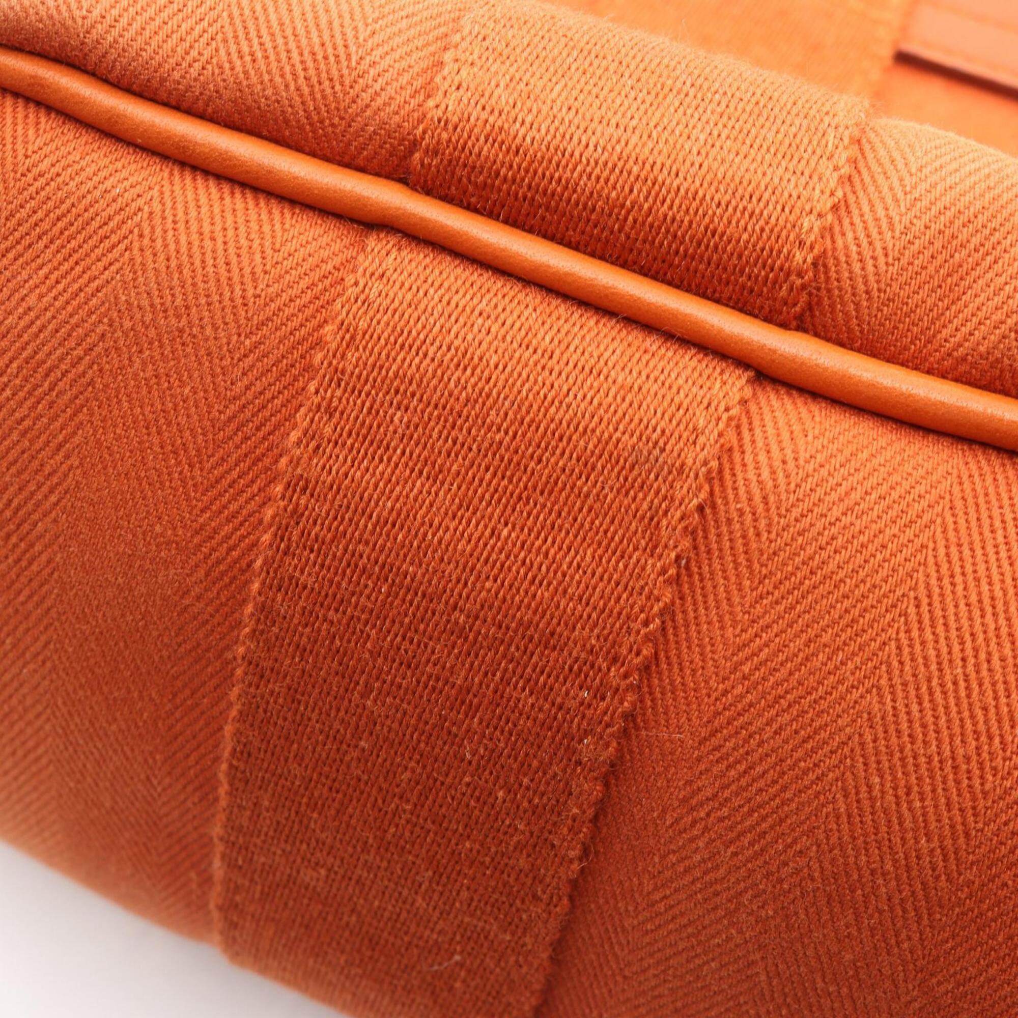 Hermes Orange Potiron Toile Chevron Leather Handbag (Pre-Owned)