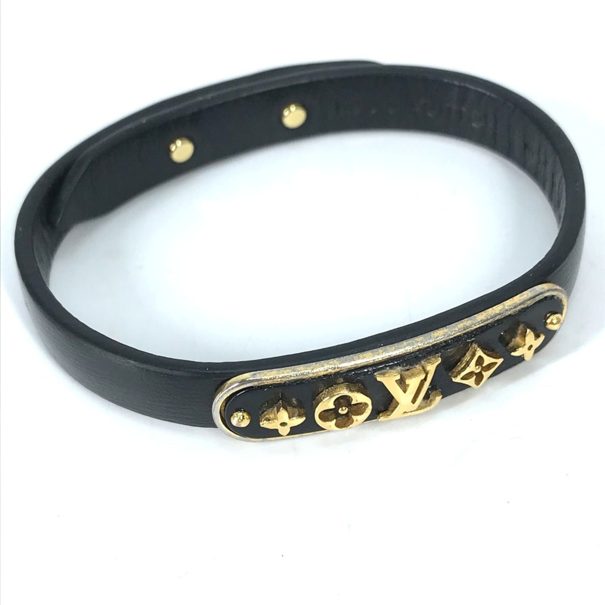 Louis Vuitton Monogram Black Monogram Leather Monogram Bangle (Pre-Owned)