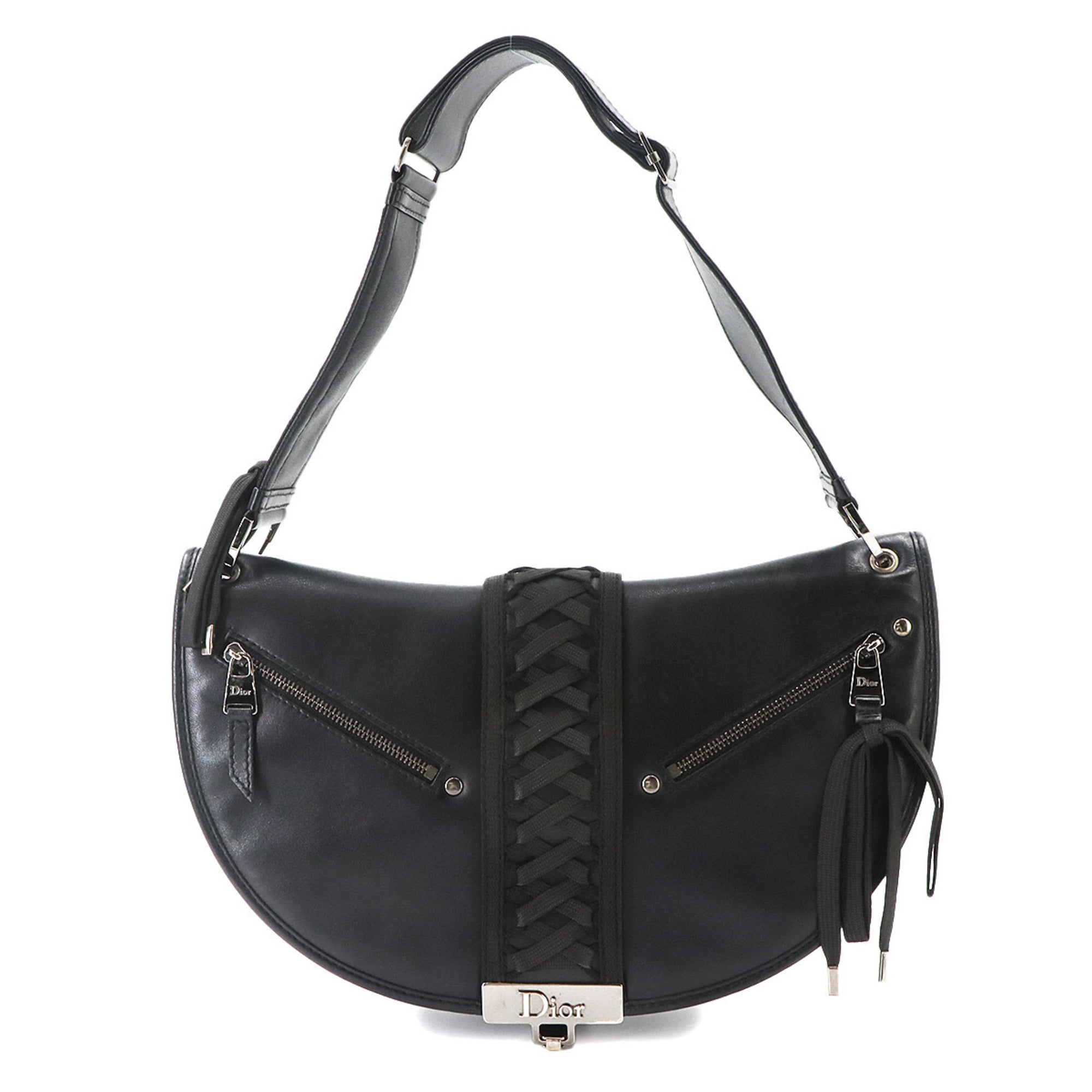 Christian Dior Black Leather Handbag Shoulder Bag (Pre-Owned)