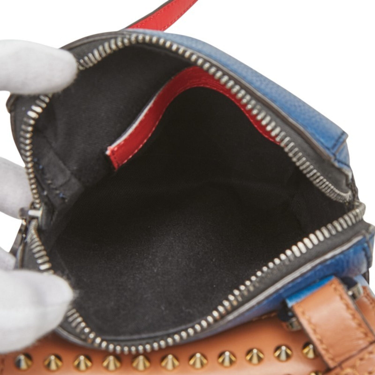 Christian Louboutin Blue Brown Leather Shoulder Bag (Pre-Owned)