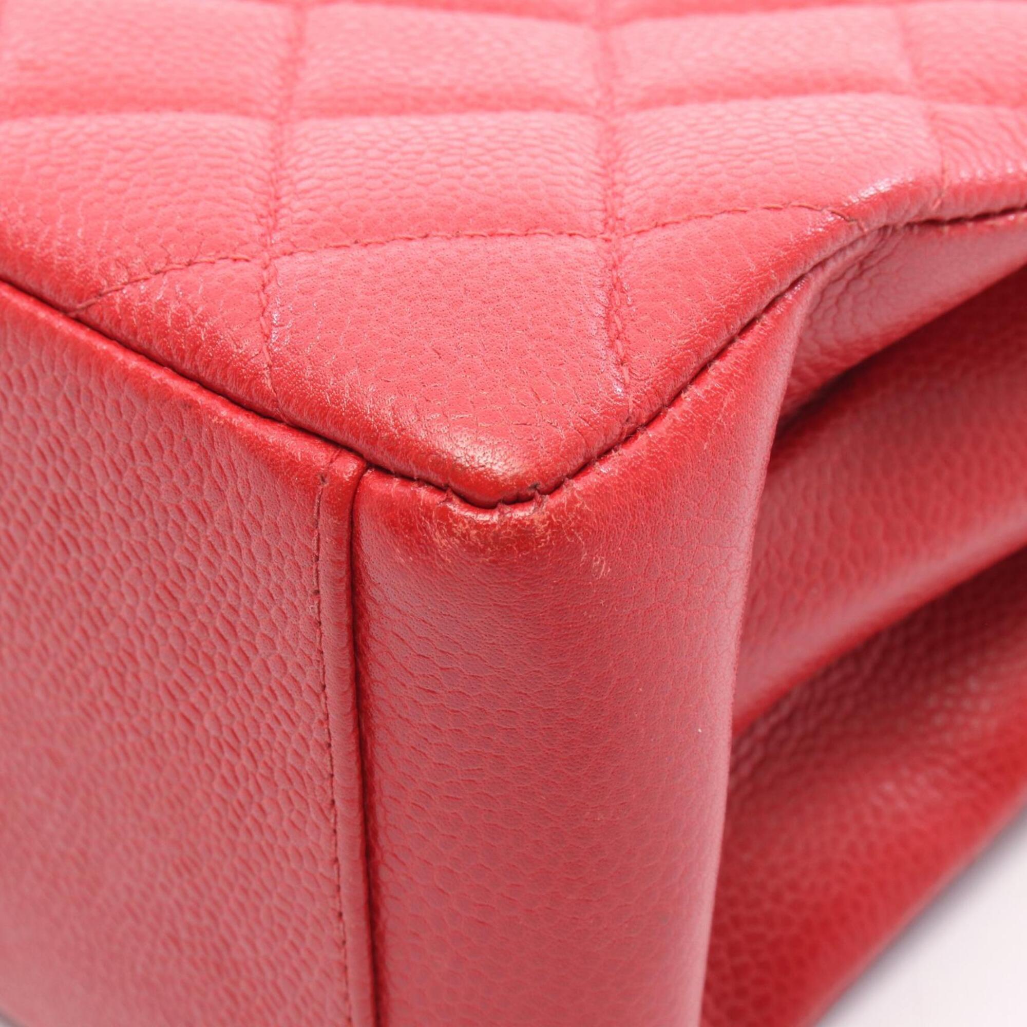 Chanel Red Color Grained Calfskin Handbag (Pre-Owned)