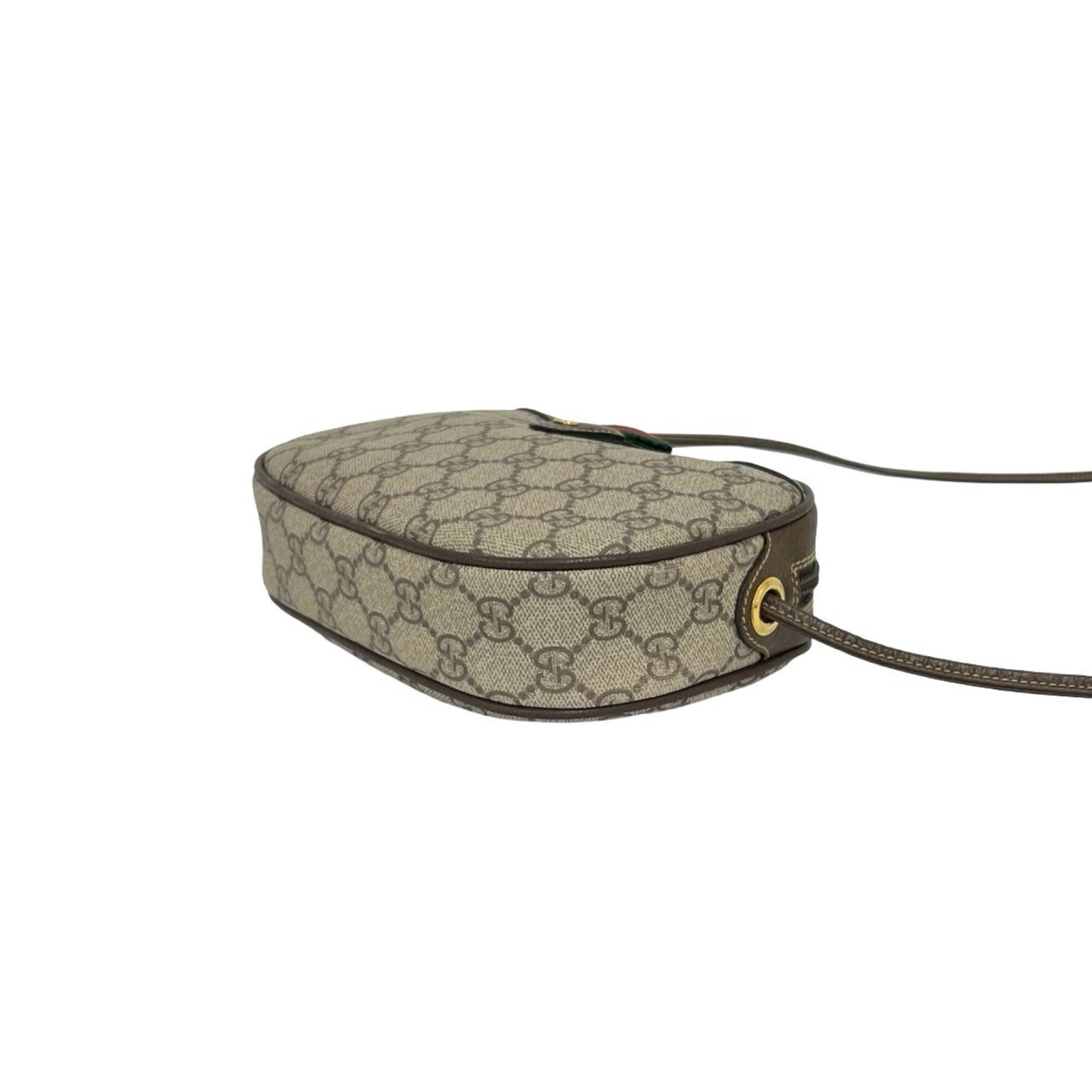 Gucci Brown Green Red Color Pvc Leather Shoulder Bag (Pre-Owned)