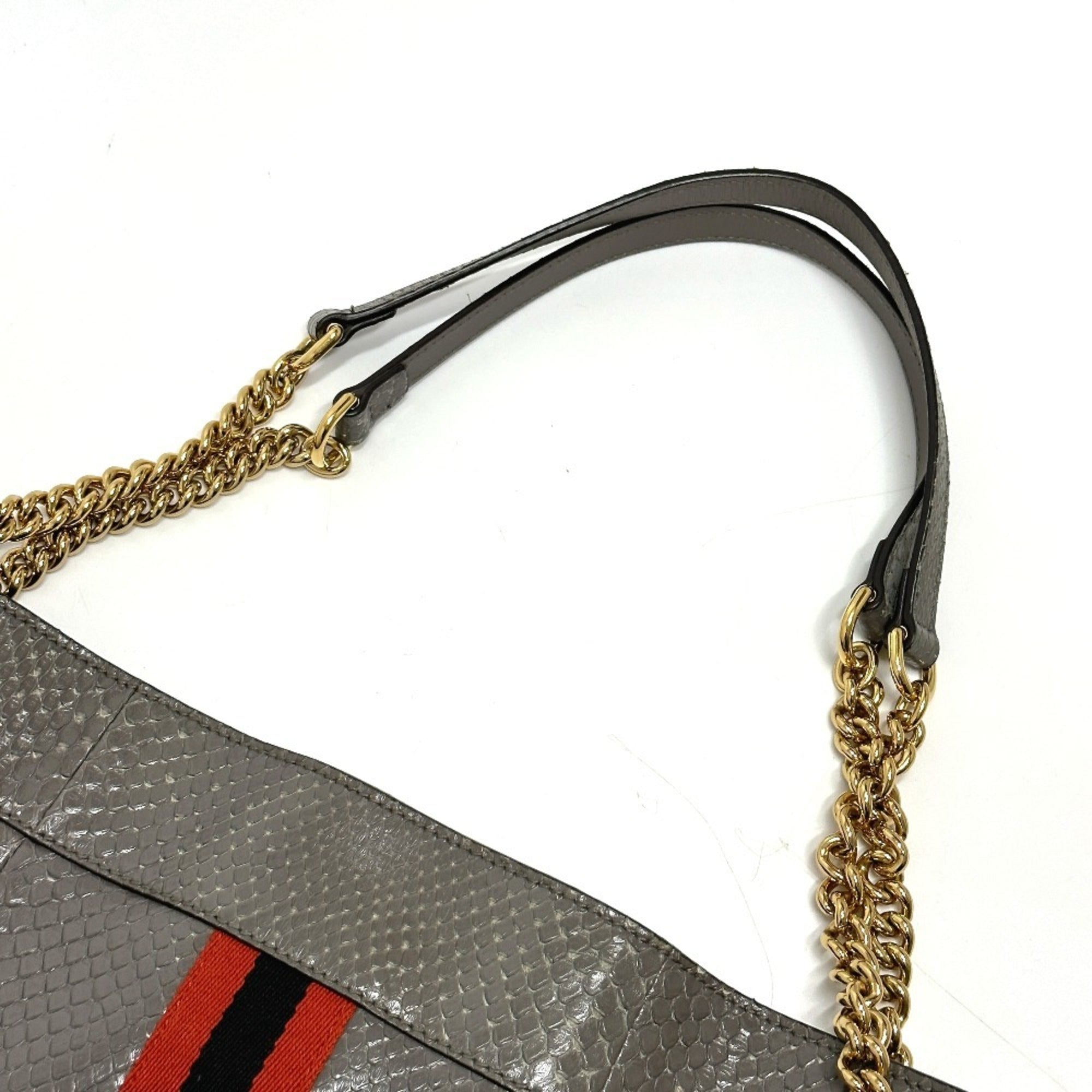 Gucci Gray Leather Shoulder Bag Tote Bag (Pre-Owned)