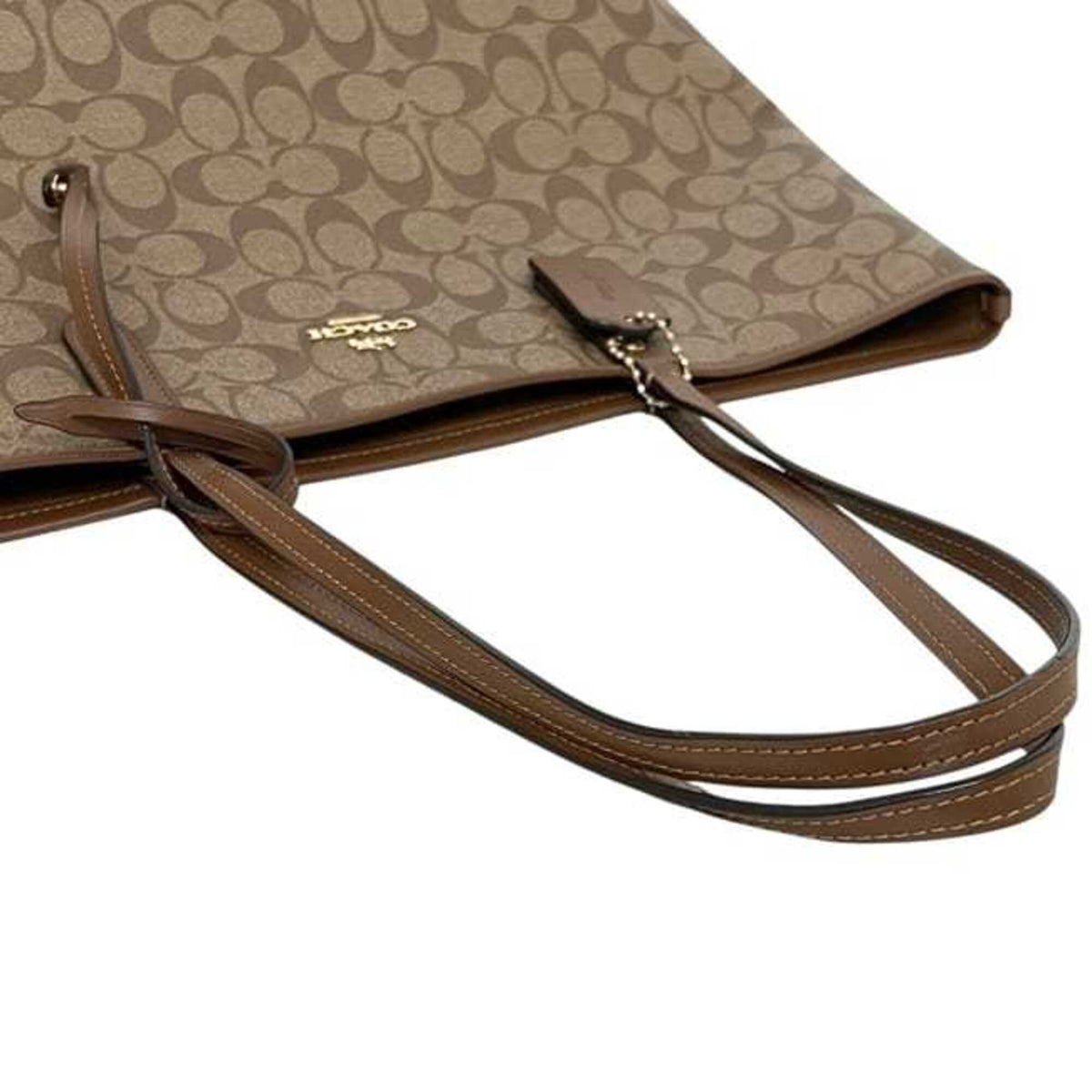 Coach Beige Brown Pvc Pouch Tote Bag (Pre-Owned)