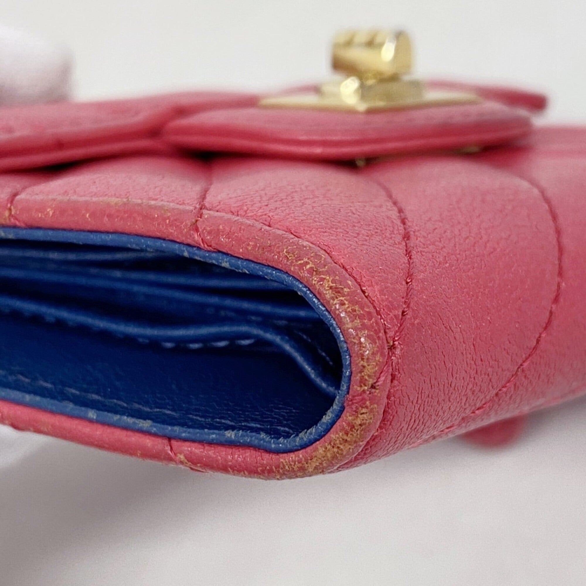 Chanel Pink Grained Calfskin Wallet (Tri-Fold) (Pre-Owned)