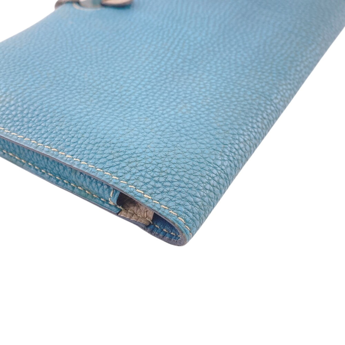Hermes Dogon Beige Blue Togo Leather Long Wallet (Bi-Fold) (Pre-Owned)