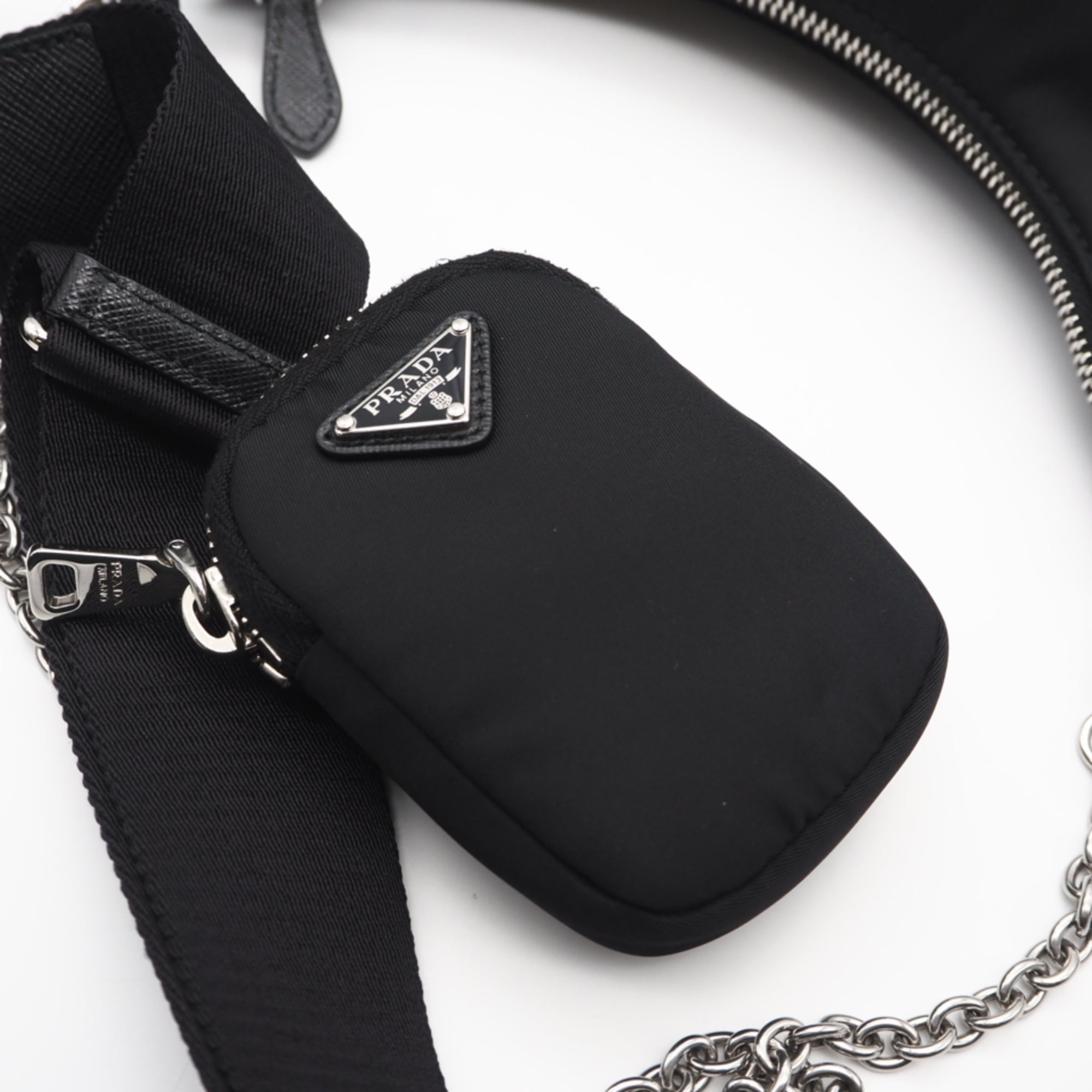 Prada Black Nylon Leather Shoulder Bag (Pre-Owned)