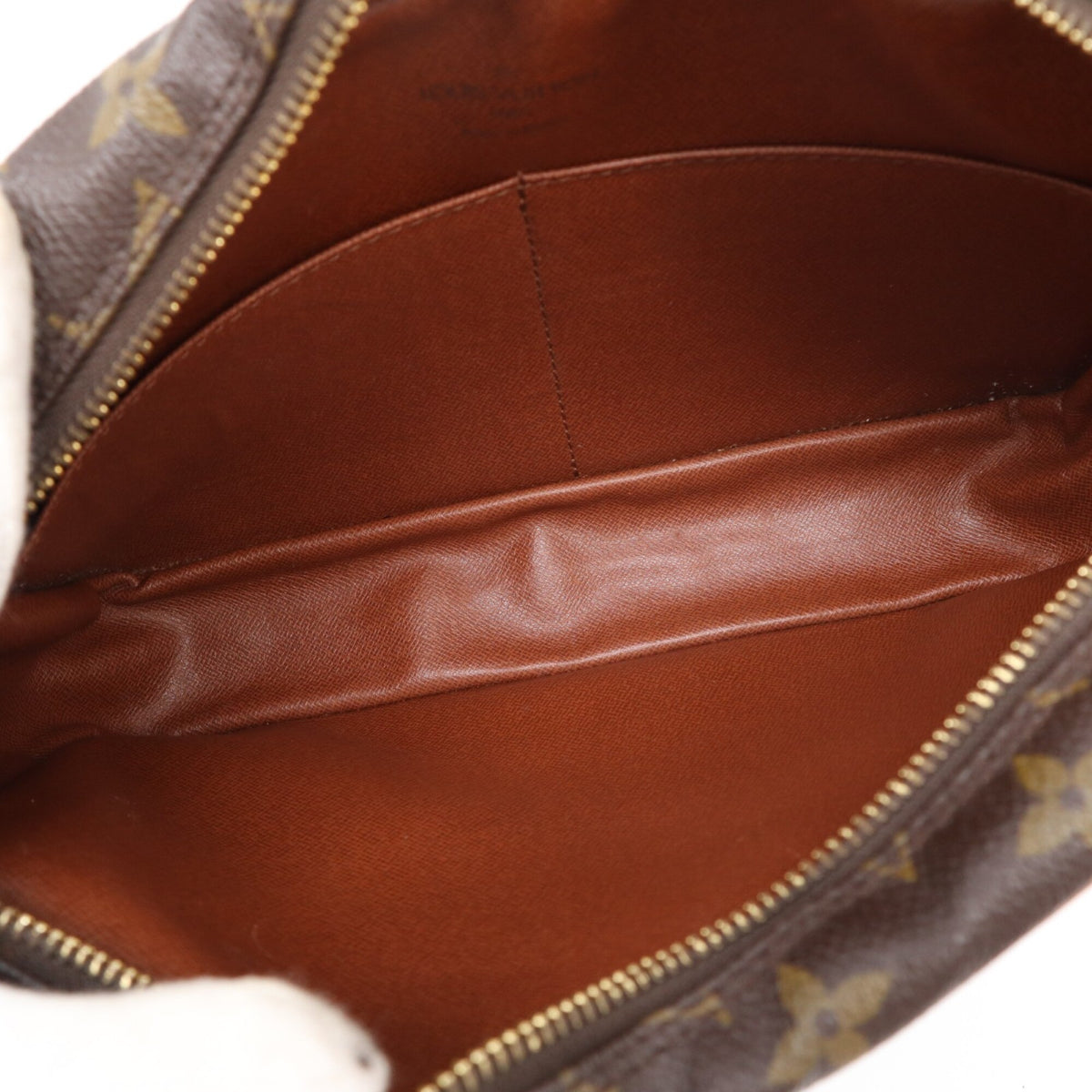 Louis Vuitton Monogram Beige Brown Coated Canvas Leather Clutch Bag (Pre-Owned)