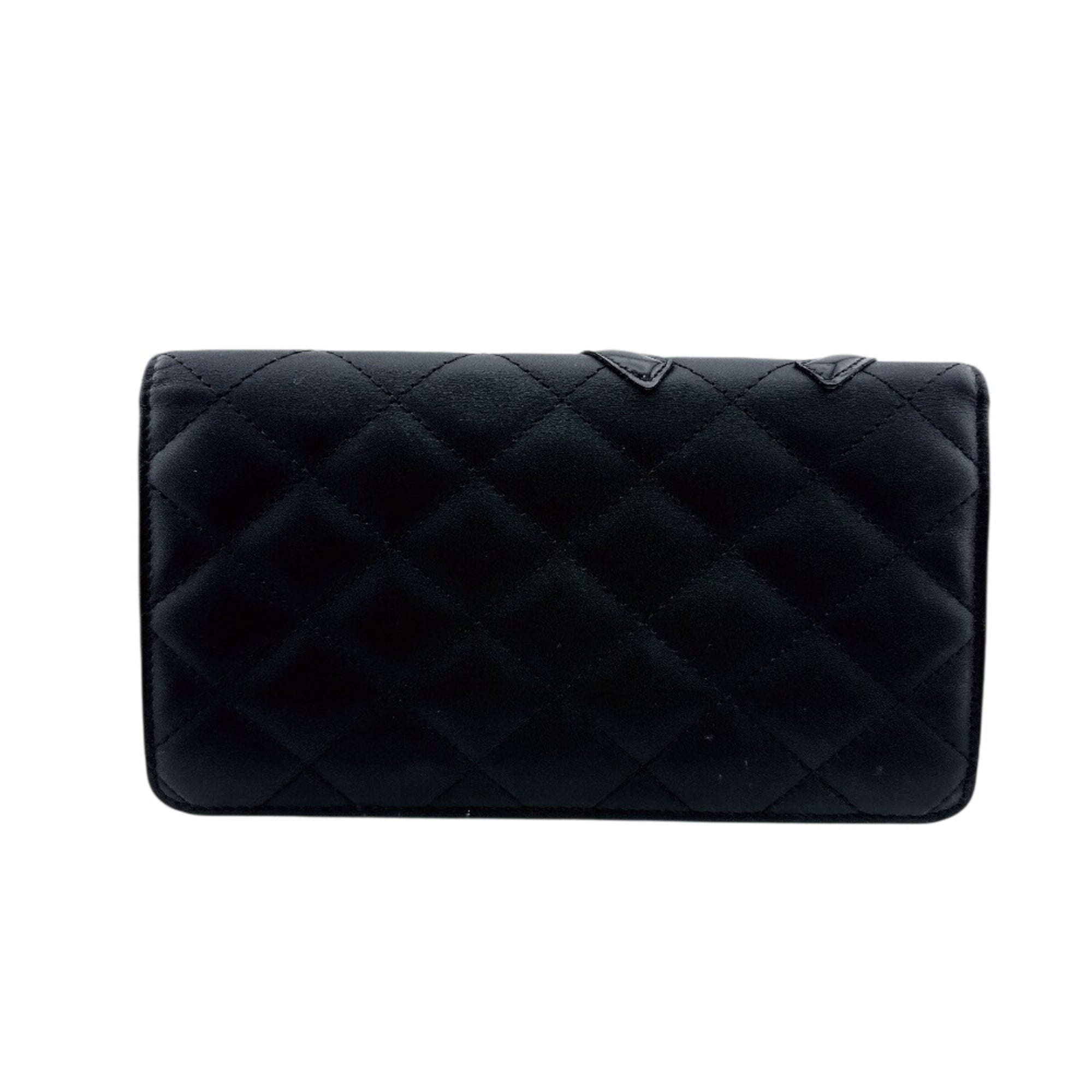 Chanel Black Pink Leather Long Wallet (Bi-Fold) (Pre-Owned)