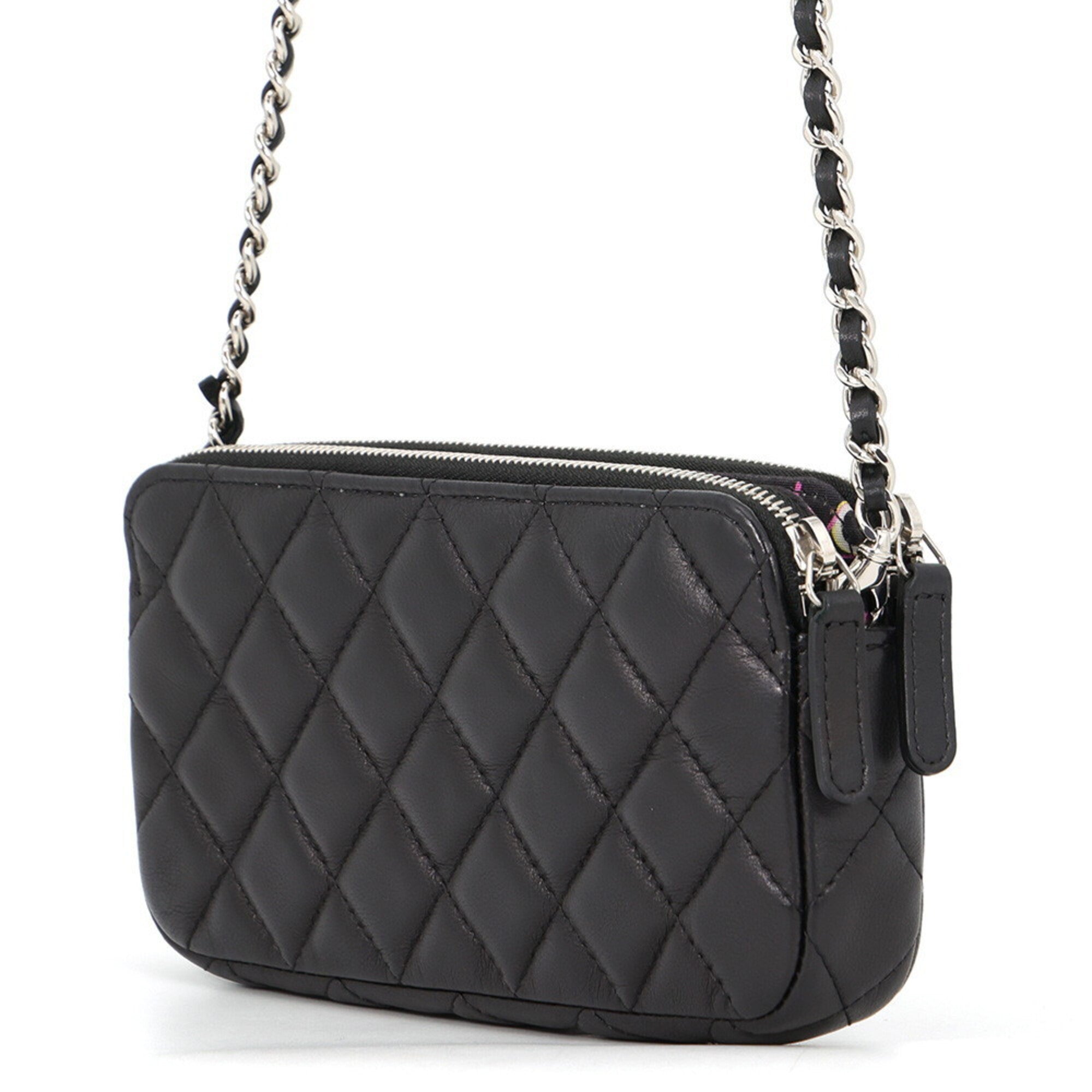 Chanel Black Leather Chain/Shoulder Wallet (Pre-Owned)