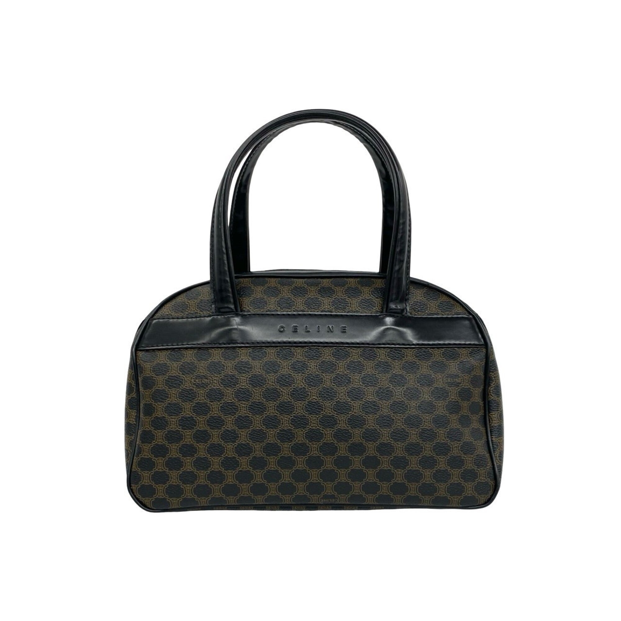 Celine Black Brown Leather Pvc Boston Bag Handbag (Pre-Owned)
