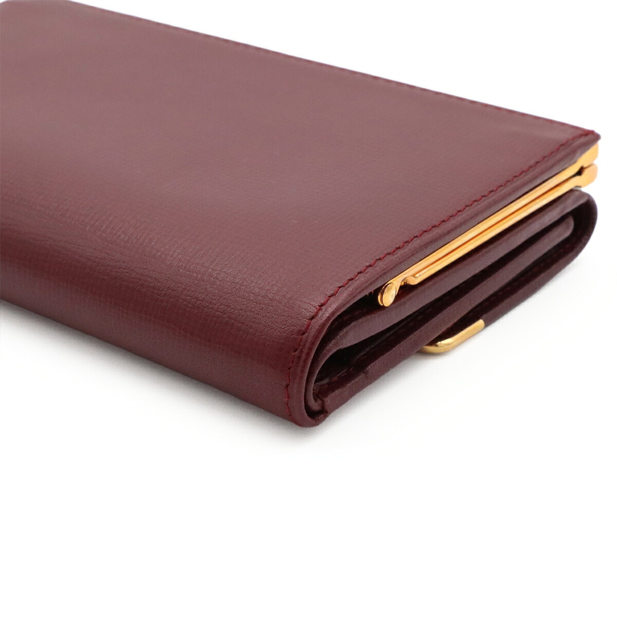 Cartier Bordeaux Leather Wallet (Tri-Fold) (Pre-Owned)