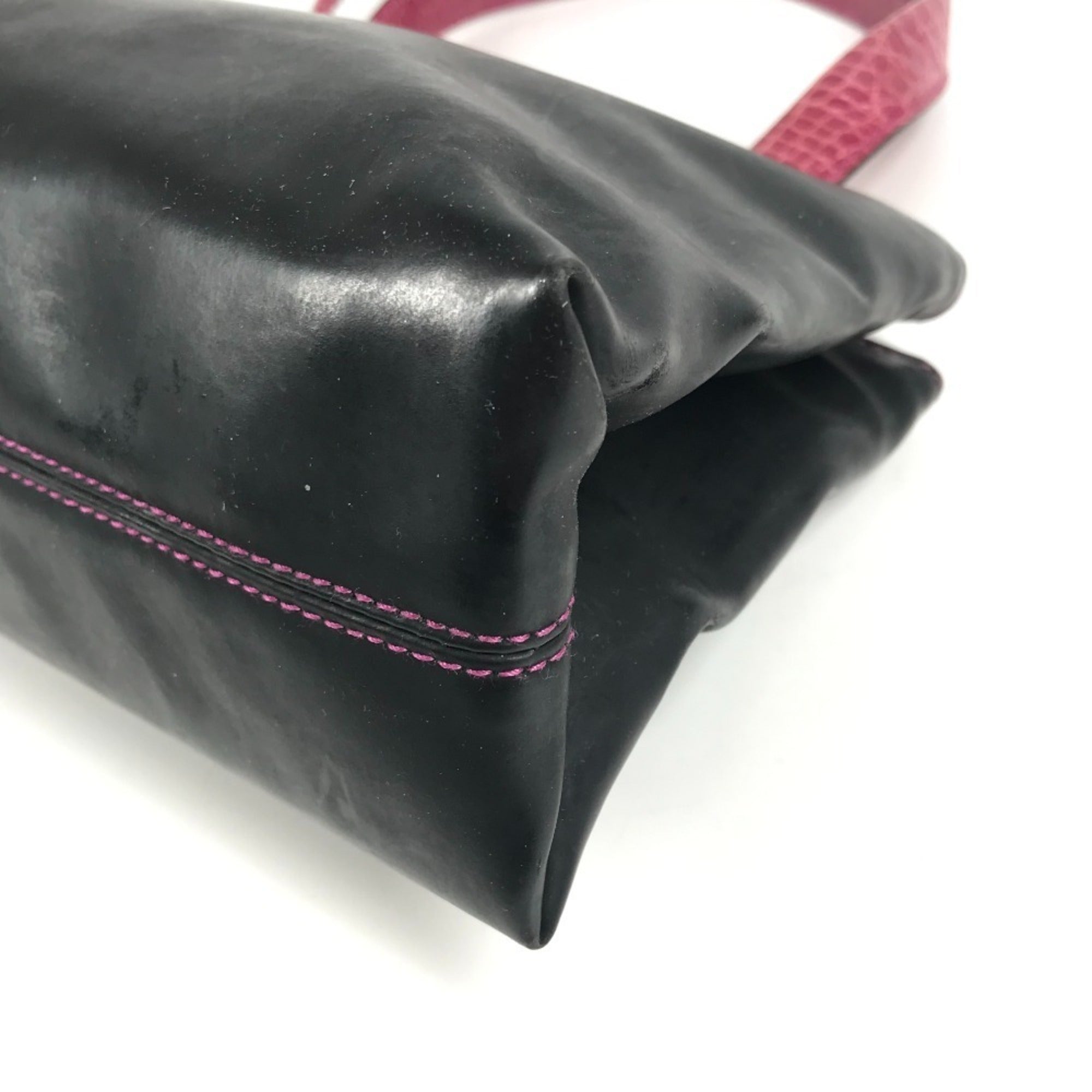 Bvlgari Black Pink Rubber Leather Handbag Shoulder Bag (Pre-Owned)
