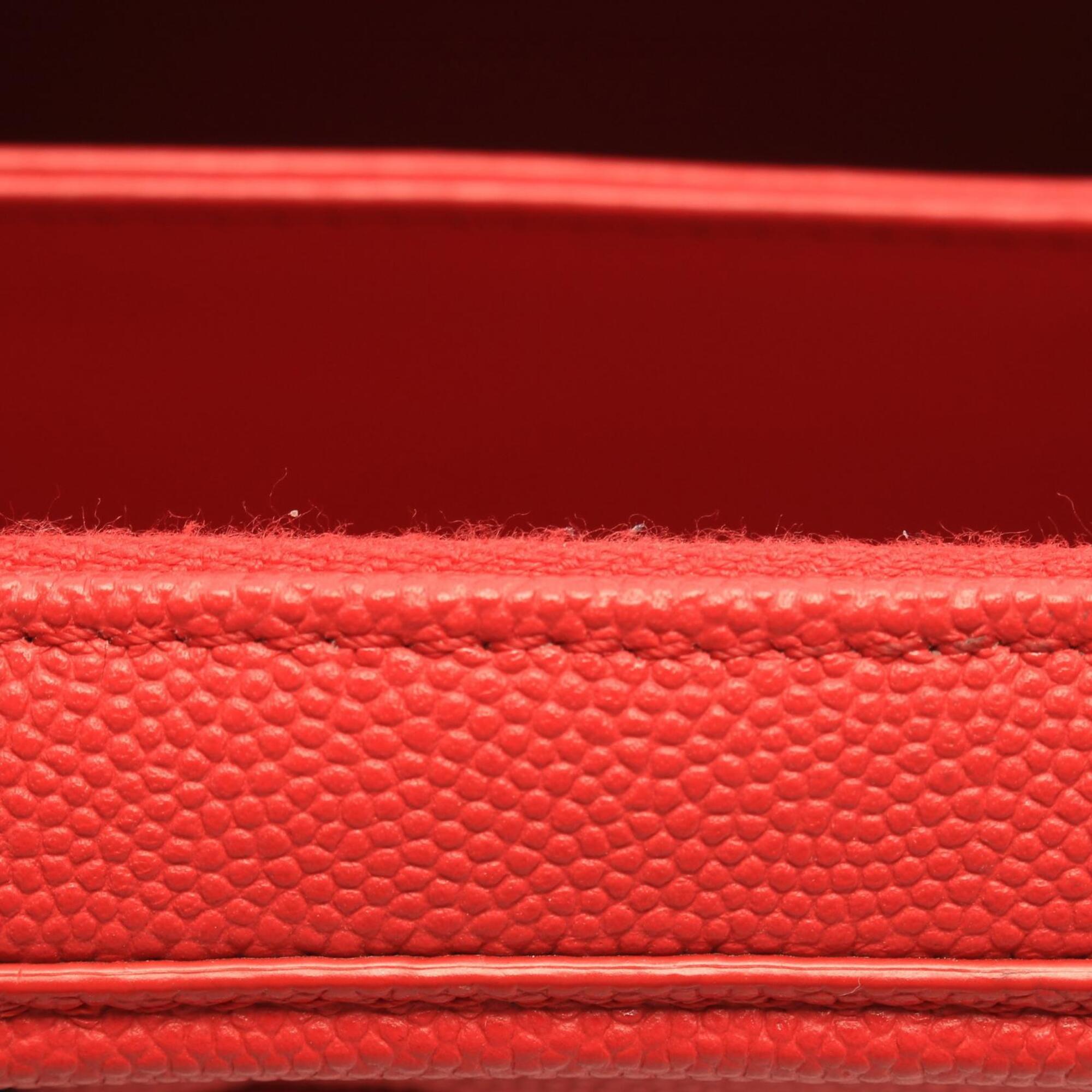 Chanel Red Color Grained Calfskin Handbag Shoulder Bag Vanity Bag (Pre-Owned)