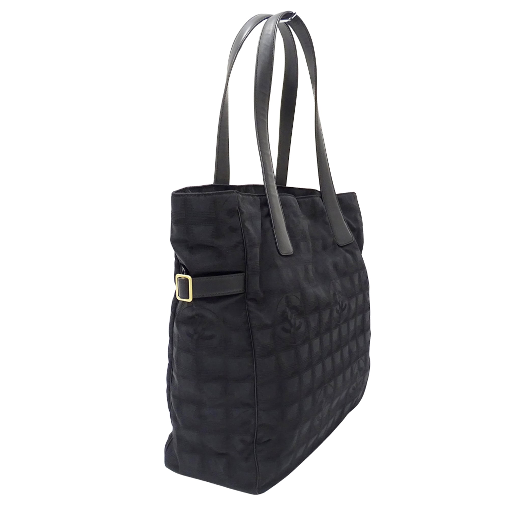 Chanel Black Nylon Handbag Tote Bag (Pre-Owned)