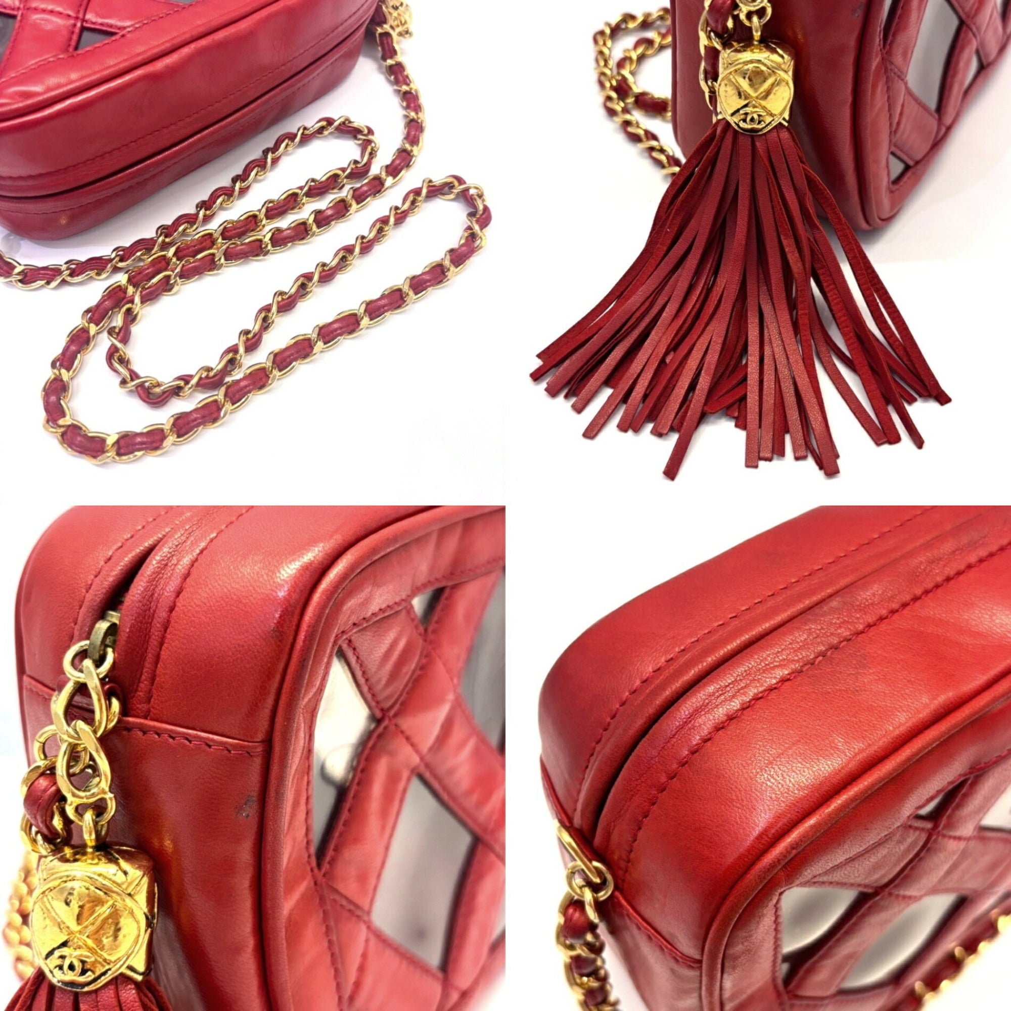 Chanel Red Color Leather Shoulder Bag (Pre-Owned)